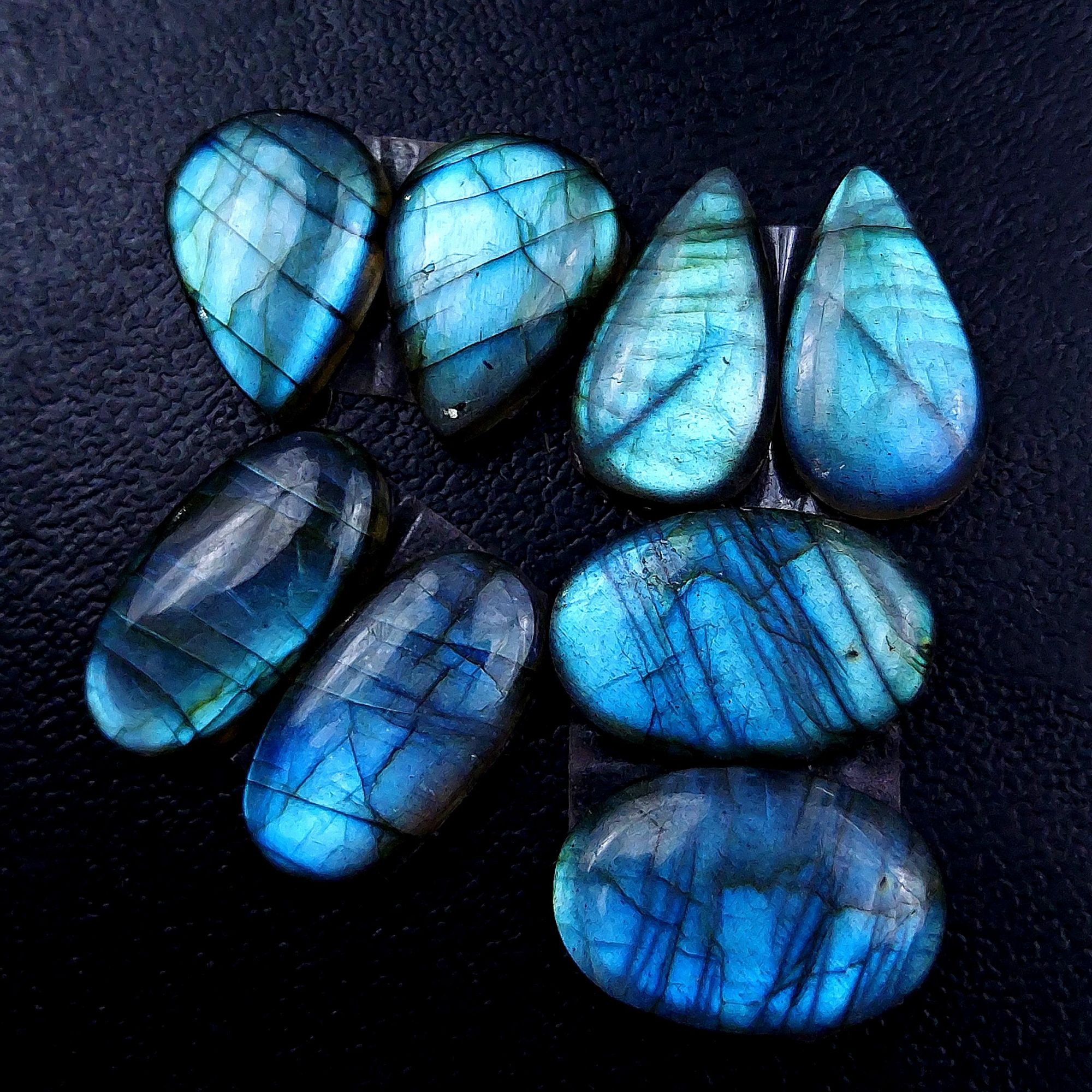 4 Pair 85 Cts Labradorite pairs Labradorite Cabochon Loose Gemstone Labradorite pair for Earring For Woman Earrings Mix Shapes Dangle Drop Earrings 22X12 18X14 mm R-13171
