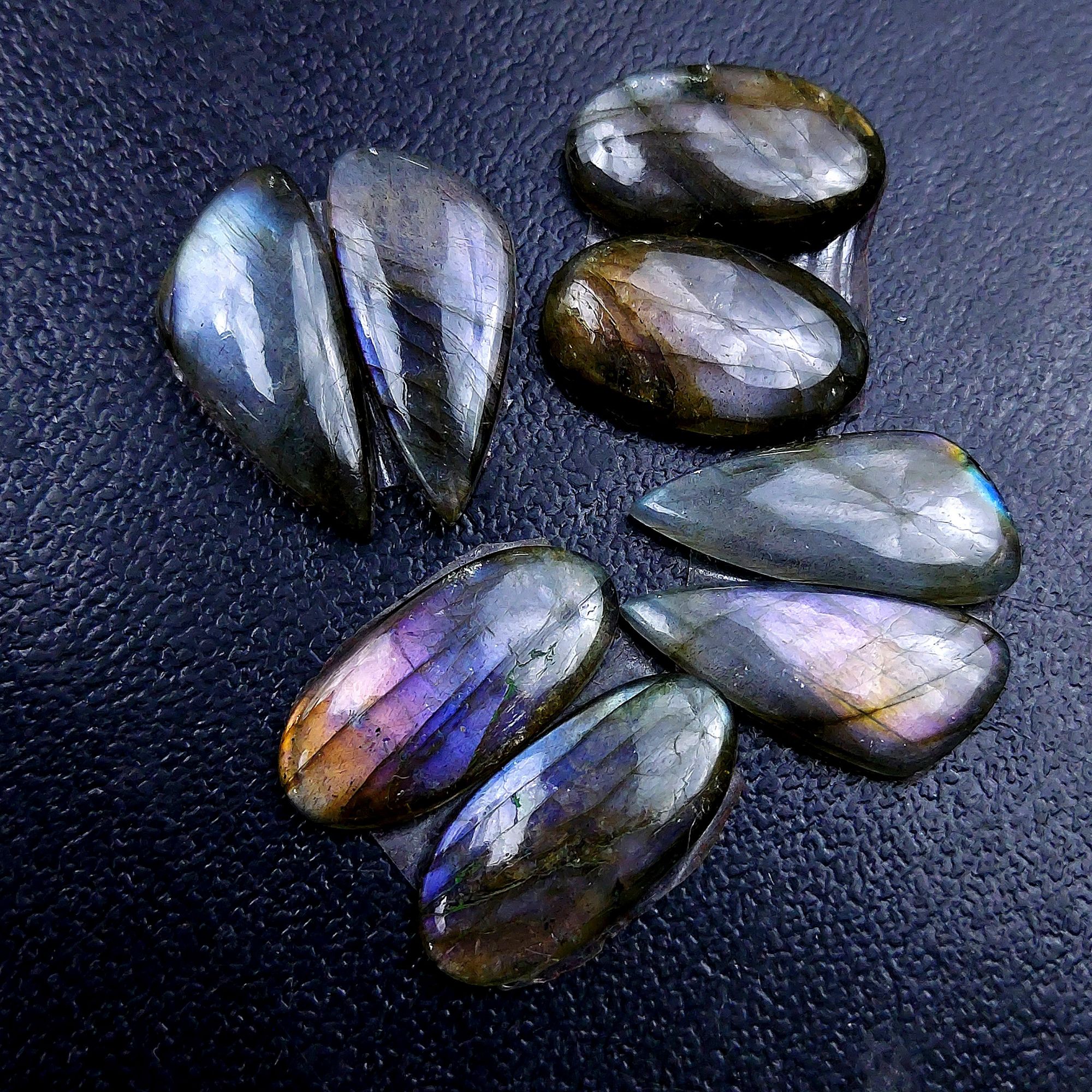 4 Pair 48 Cts Labradorite pairs Labradorite Cabochon Loose Gemstone Labradorite pair for Earring For Woman Earrings Mix Shapes Dangle Drop Earrings 22X10 19X11 mm R-13173