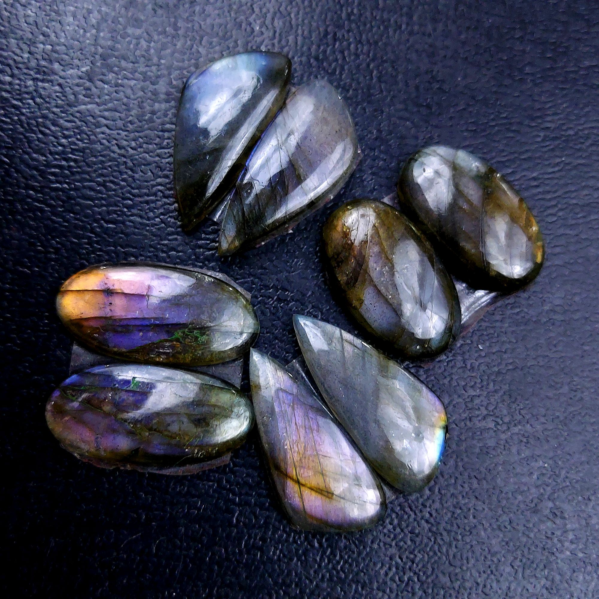 4 Pair 48 Cts Labradorite pairs Labradorite Cabochon Loose Gemstone Labradorite pair for Earring For Woman Earrings Mix Shapes Dangle Drop Earrings 22X10 19X11 mm R-13173