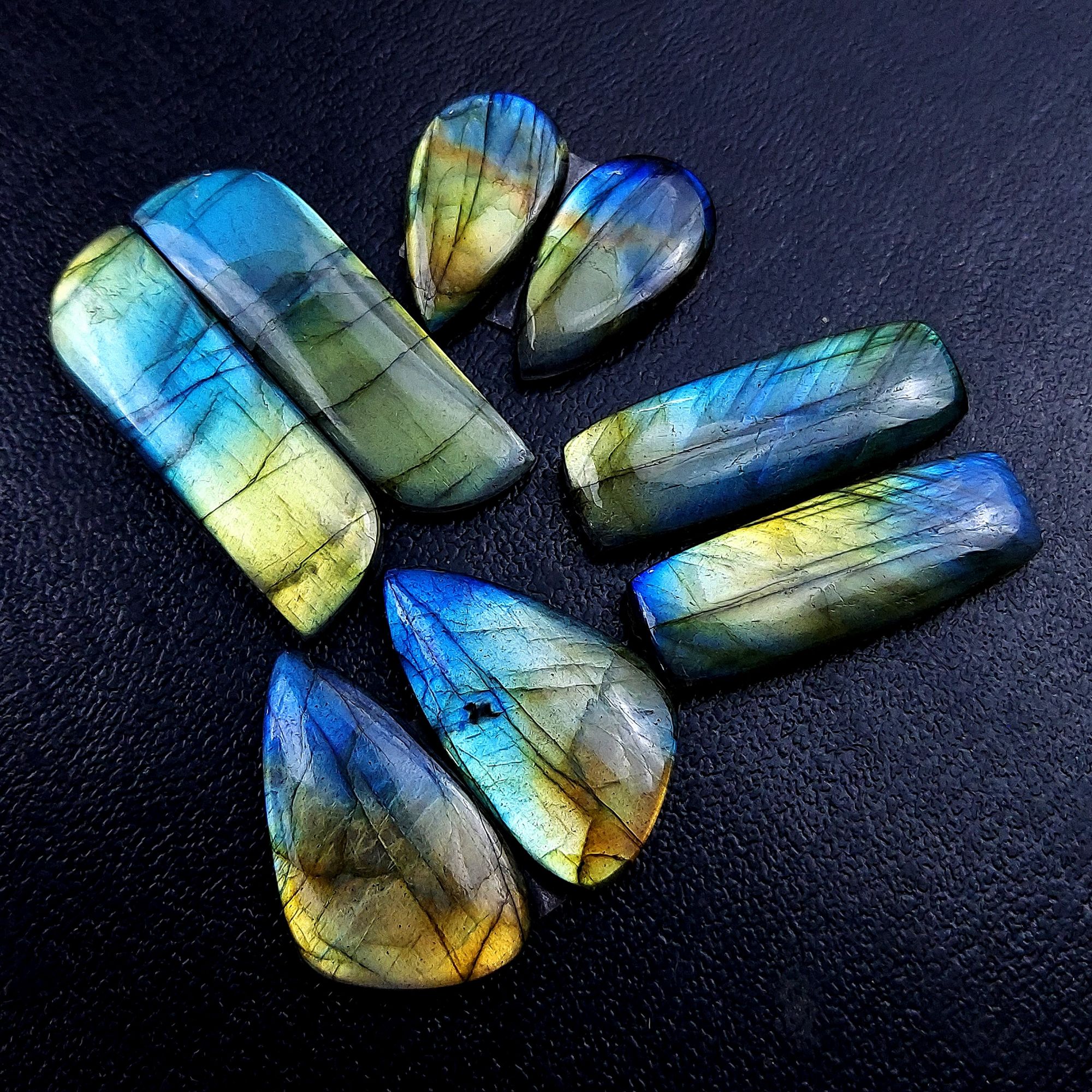 4 Pair 147 Cts Labradorite pairs Labradorite Cabochon Loose Gemstone Labradorite pair for Earring For Woman Earrings Mix Shapes Dangle Drop Earrings 37X12 24X13mm 13178