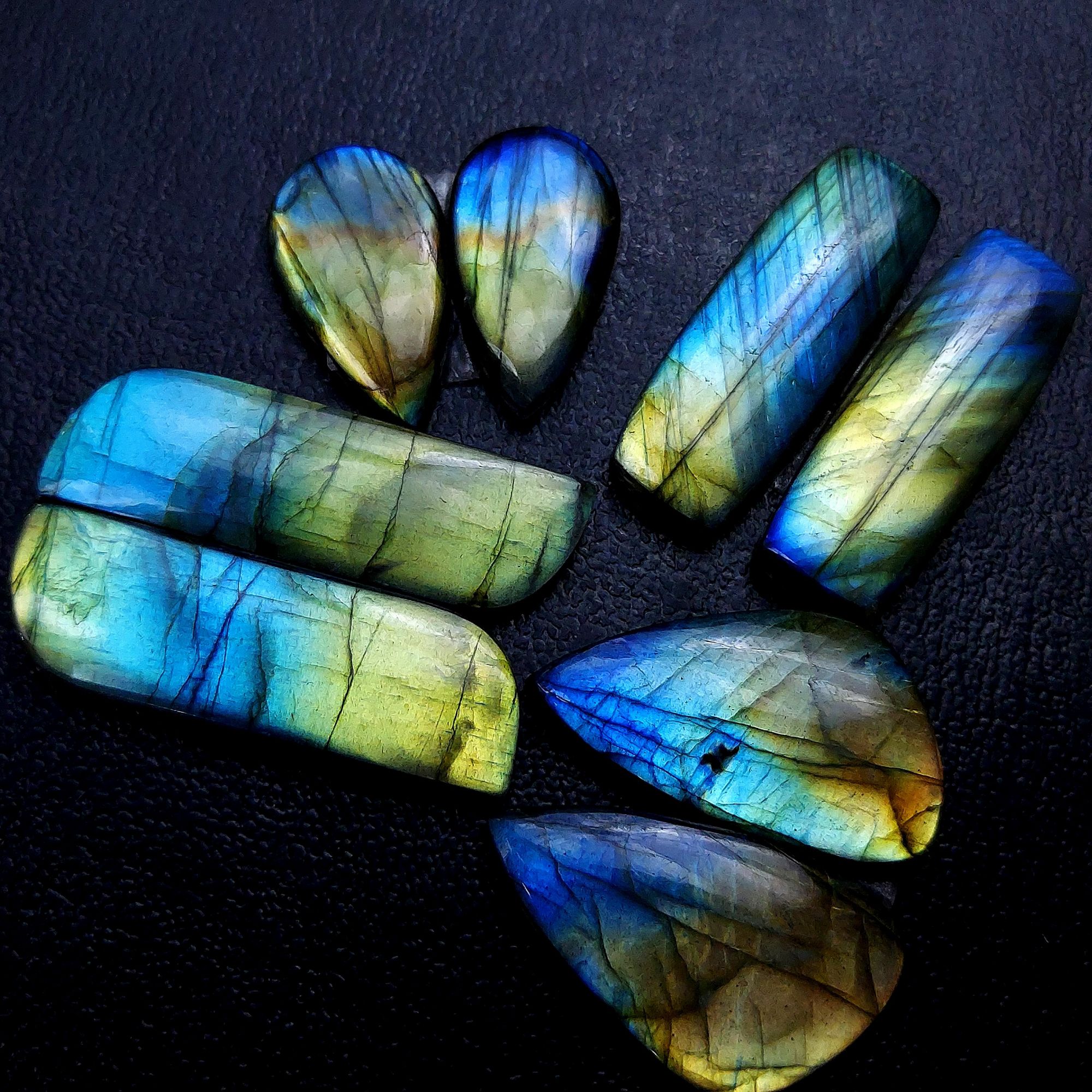 4 Pair 147 Cts Labradorite pairs Labradorite Cabochon Loose Gemstone Labradorite pair for Earring For Woman Earrings Mix Shapes Dangle Drop Earrings 37X12 24X13mm 13178