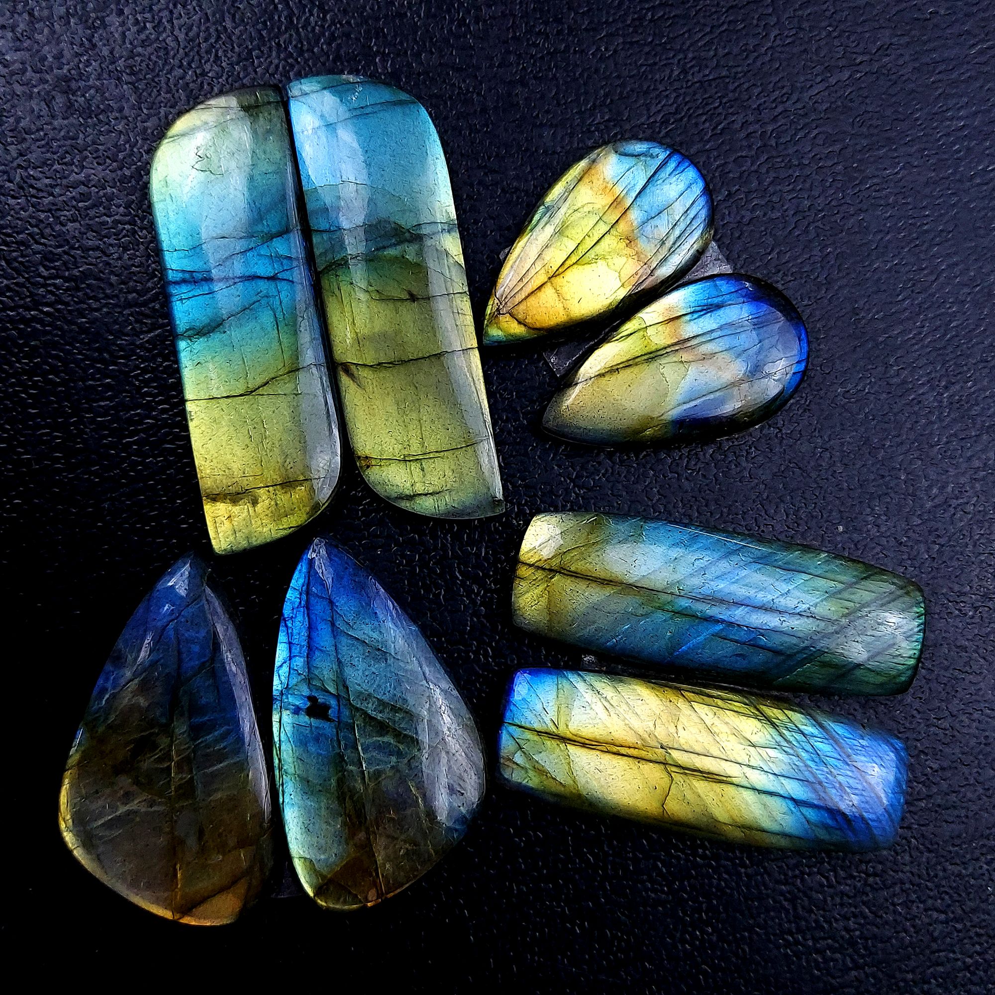 4 Pair 147 Cts Labradorite pairs Labradorite Cabochon Loose Gemstone Labradorite pair for Earring For Woman Earrings Mix Shapes Dangle Drop Earrings 37X12 24X13mm 13178