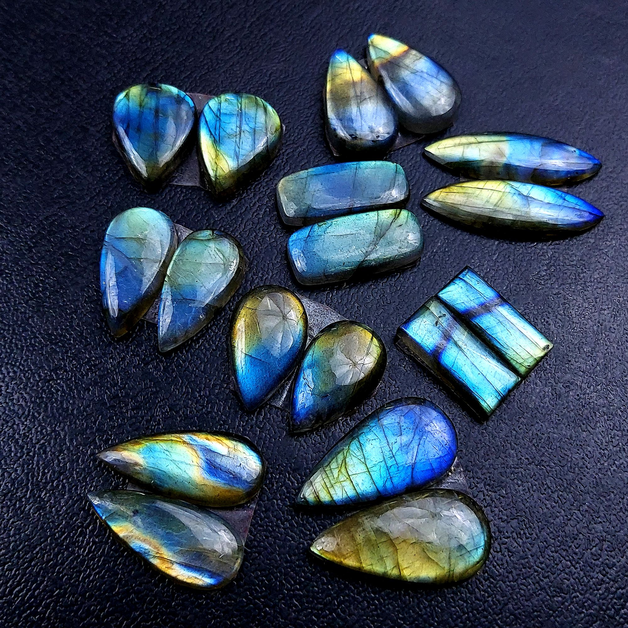 9 Pair 160 Cts Labradorite pairs Labradorite Cabochon Loose Gemstone Labradorite pair for Earring For Woman Earrings Mix Shapes Dangle Drop Earrings 30X9 18X14mm R-13181