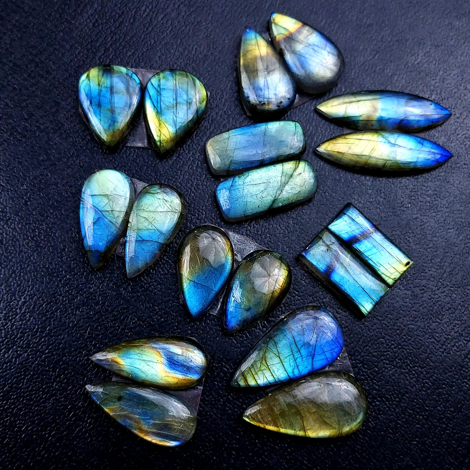 9 Pair 160 Cts Labradorite pairs Labradorite Cabochon Loose Gemstone Labradorite pair for Earring For Woman Earrings Mix Shapes Dangle Drop Earrings 30X9 18X14mm R-13181