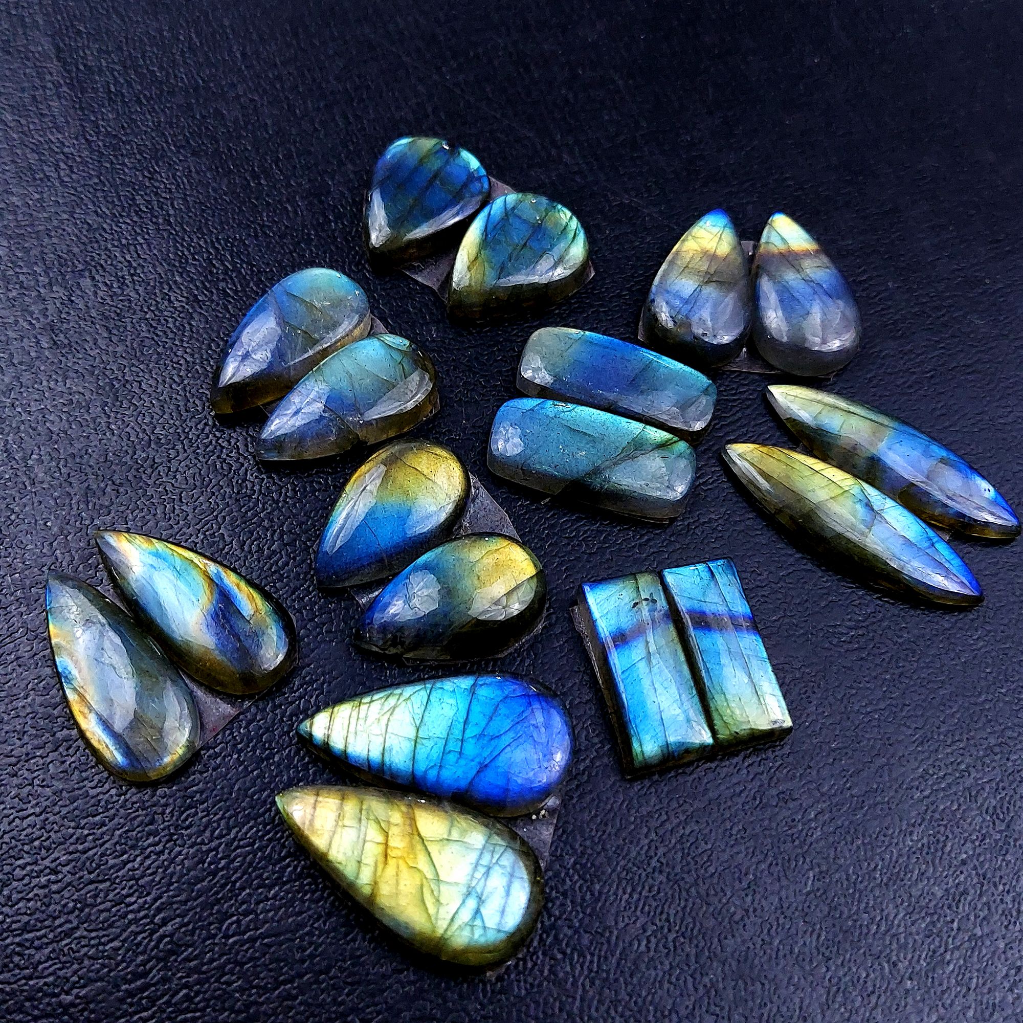 9 Pair 160 Cts Labradorite pairs Labradorite Cabochon Loose Gemstone Labradorite pair for Earring For Woman Earrings Mix Shapes Dangle Drop Earrings 30X9 18X14mm R-13181
