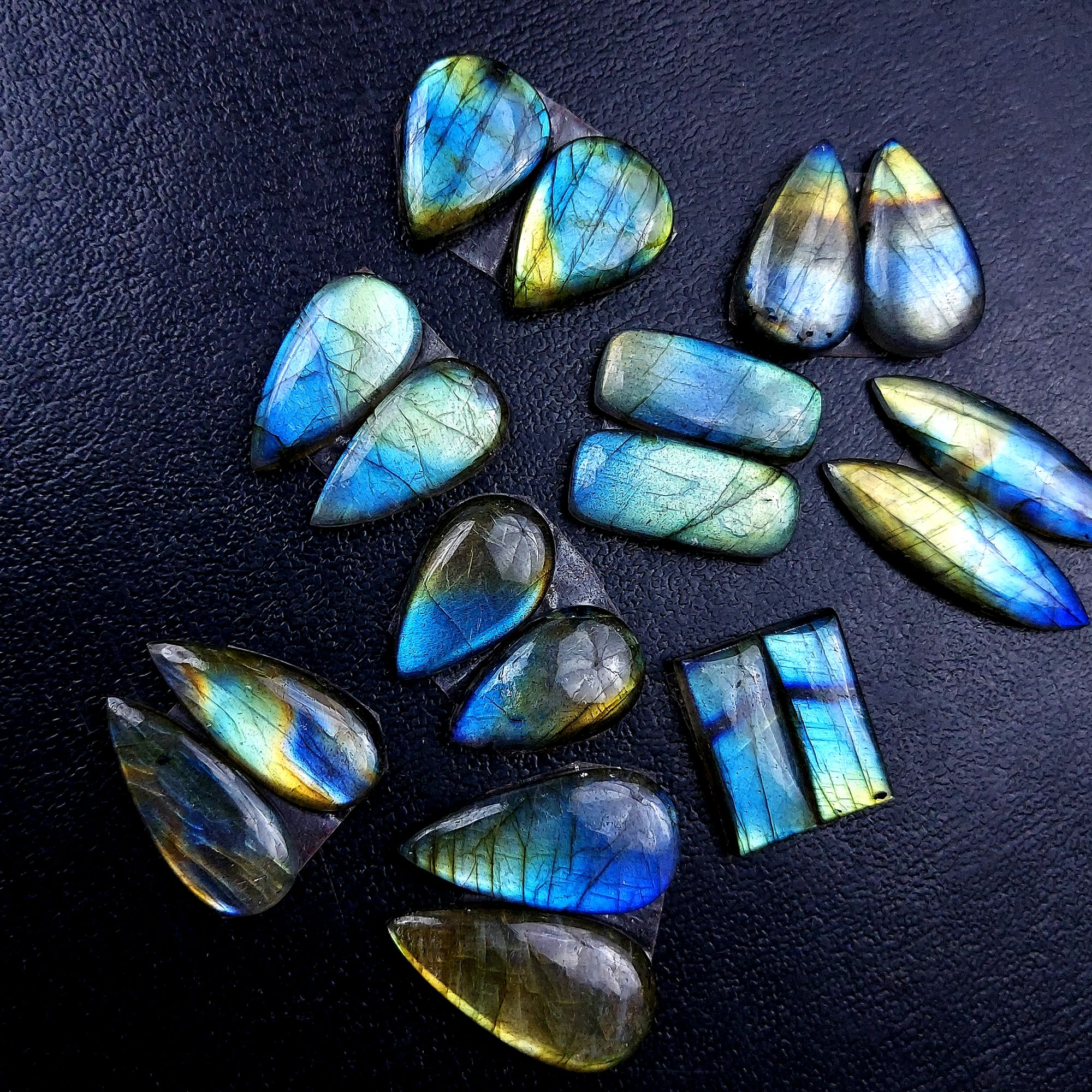 9 Pair 160 Cts Labradorite pairs Labradorite Cabochon Loose Gemstone Labradorite pair for Earring For Woman Earrings Mix Shapes Dangle Drop Earrings 30X9 18X14mm R-13181