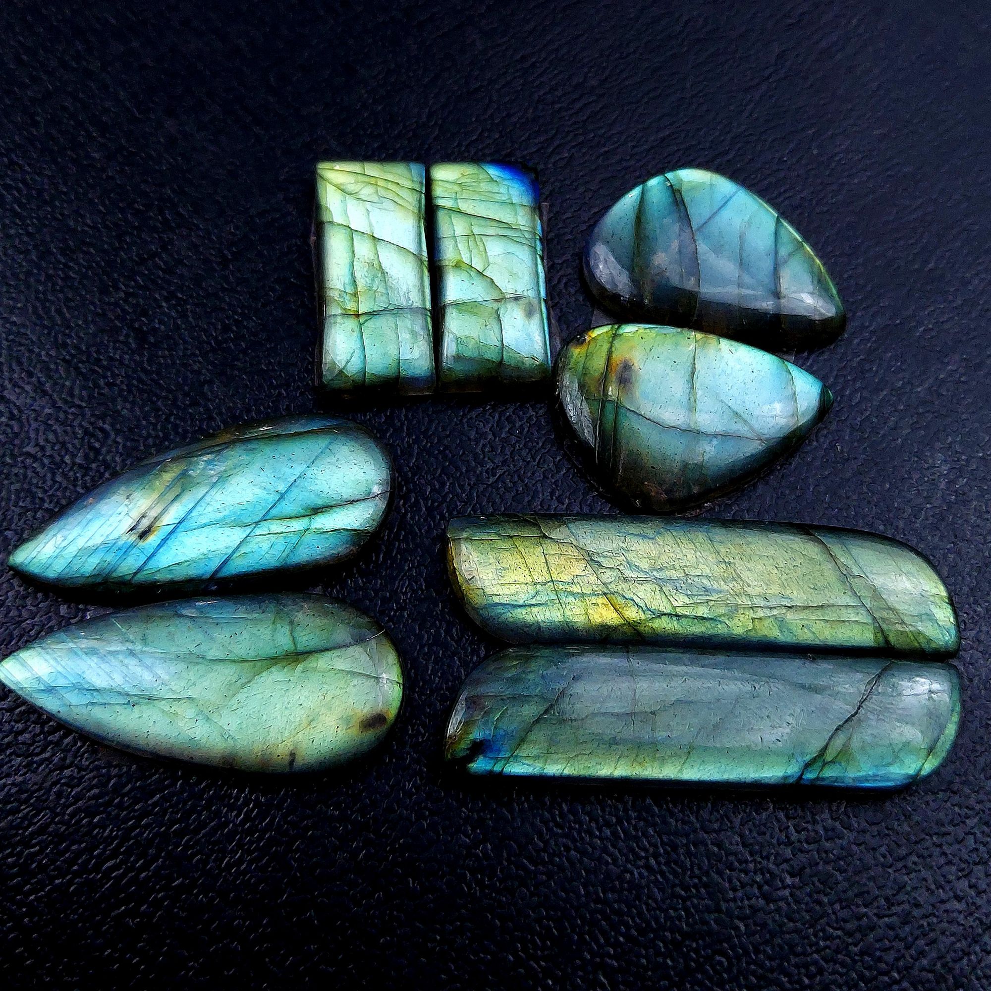 4 Pair 111 Cts Labradorite pairs Labradorite Cabochon Loose Gemstone Labradorite pair for Earring For Woman Earrings Mix Shapes Dangle Drop Earrings 40X10 22X10mm R-13182