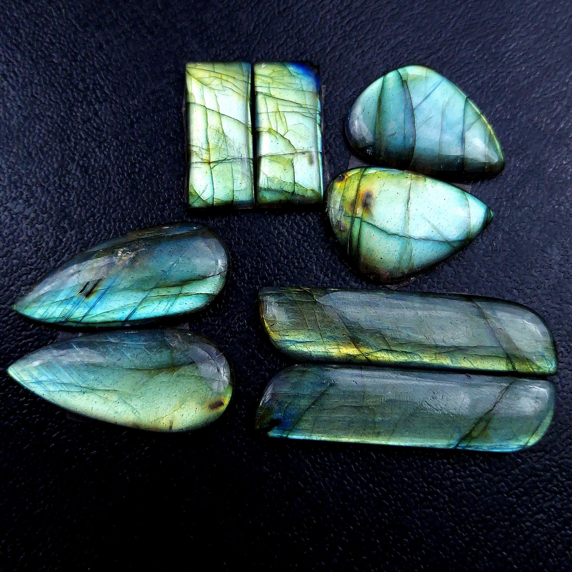 4 Pair 111 Cts Labradorite pairs Labradorite Cabochon Loose Gemstone Labradorite pair for Earring For Woman Earrings Mix Shapes Dangle Drop Earrings 40X10 22X10mm R-13182