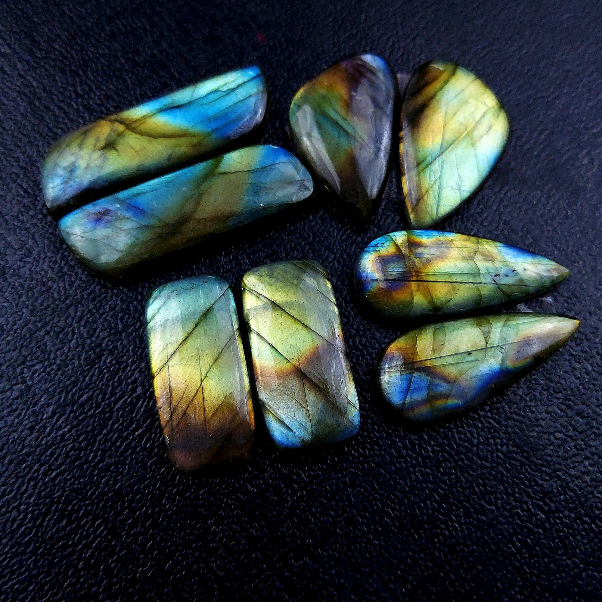 4 Pair 108 Cts Labradorite pairs Labradorite Cabochon Loose Gemstone Labradorite pair for Earring For Woman Earrings Mix Shapes Dangle Drop Earrings 31x10 23x11mm R-13199