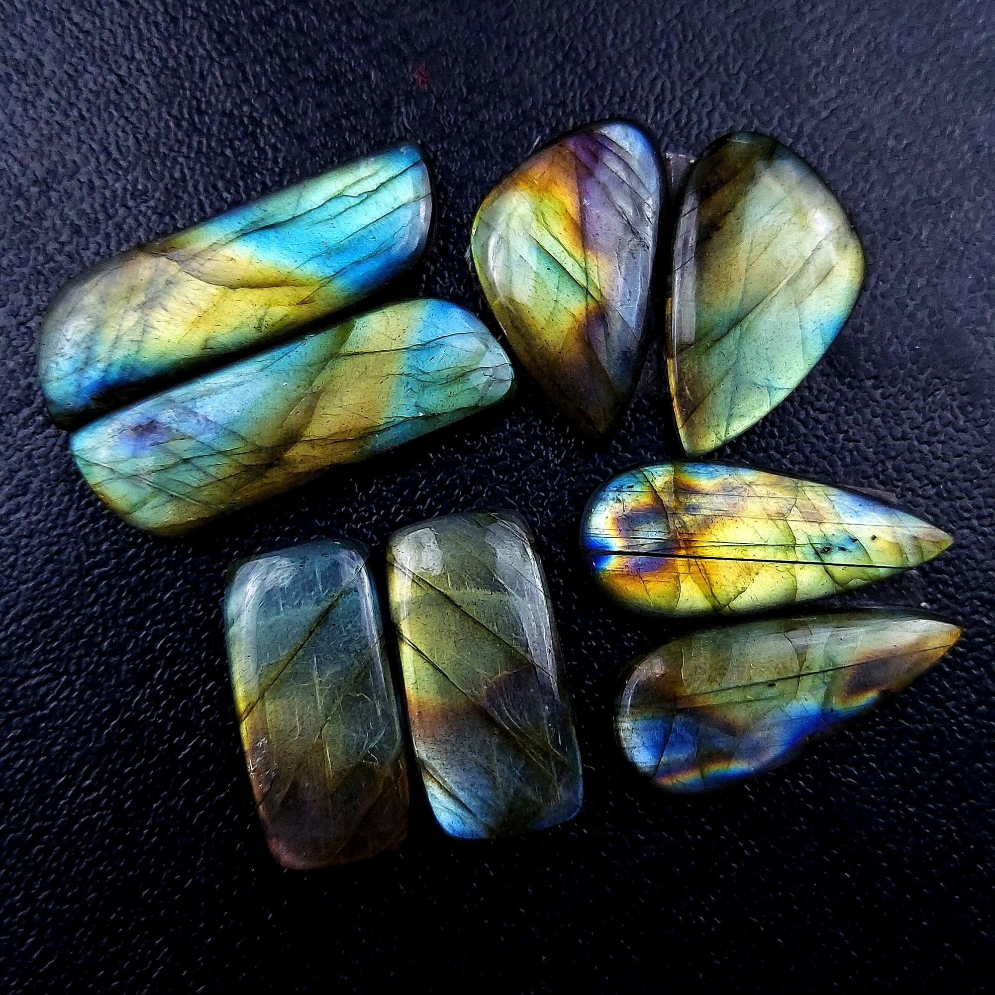 4 Pair 108 Cts Labradorite pairs Labradorite Cabochon Loose Gemstone Labradorite pair for Earring For Woman Earrings Mix Shapes Dangle Drop Earrings 31x10 23x11mm R-13199