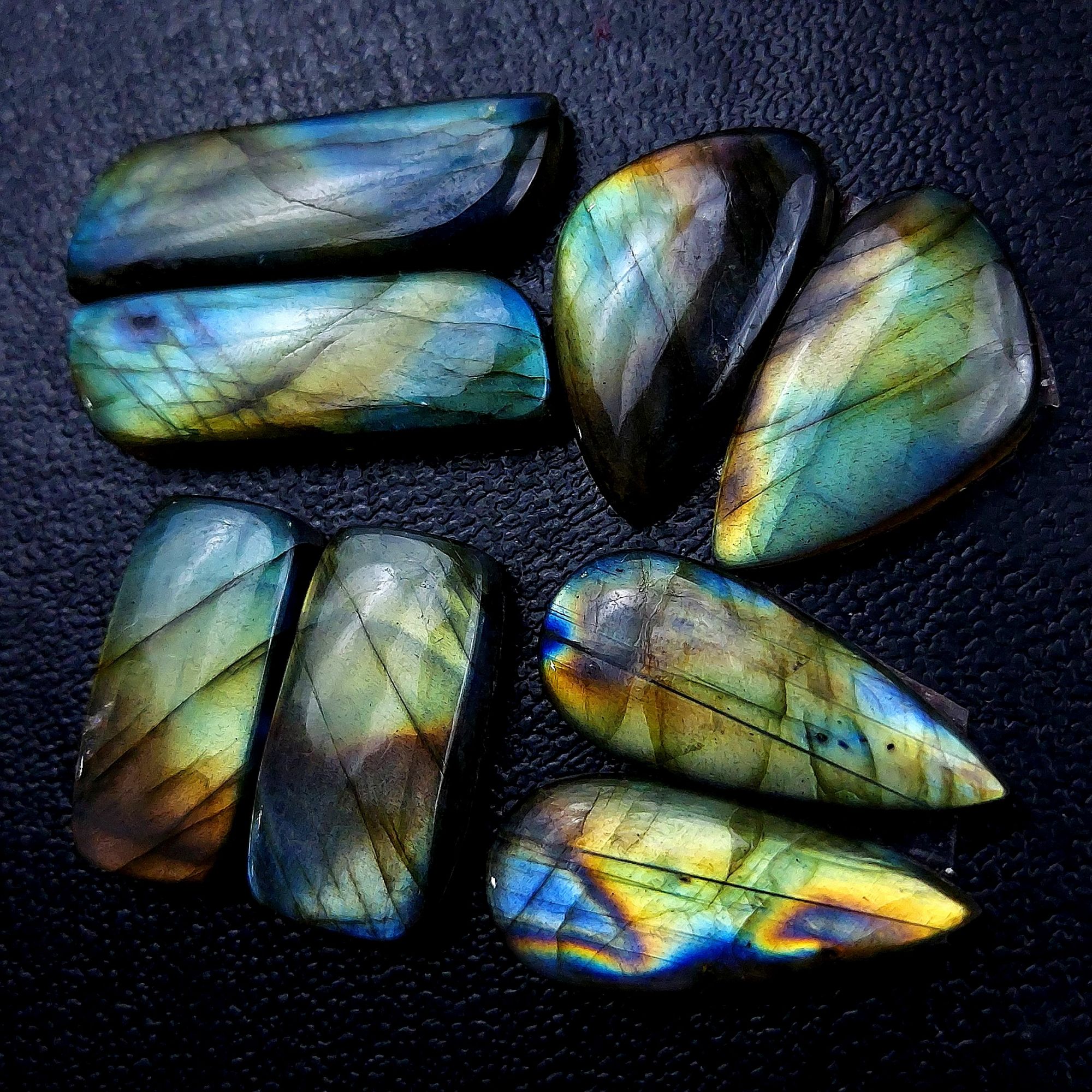 4 Pair 108 Cts Labradorite pairs Labradorite Cabochon Loose Gemstone Labradorite pair for Earring For Woman Earrings Mix Shapes Dangle Drop Earrings 31x10 23x11mm R-13199
