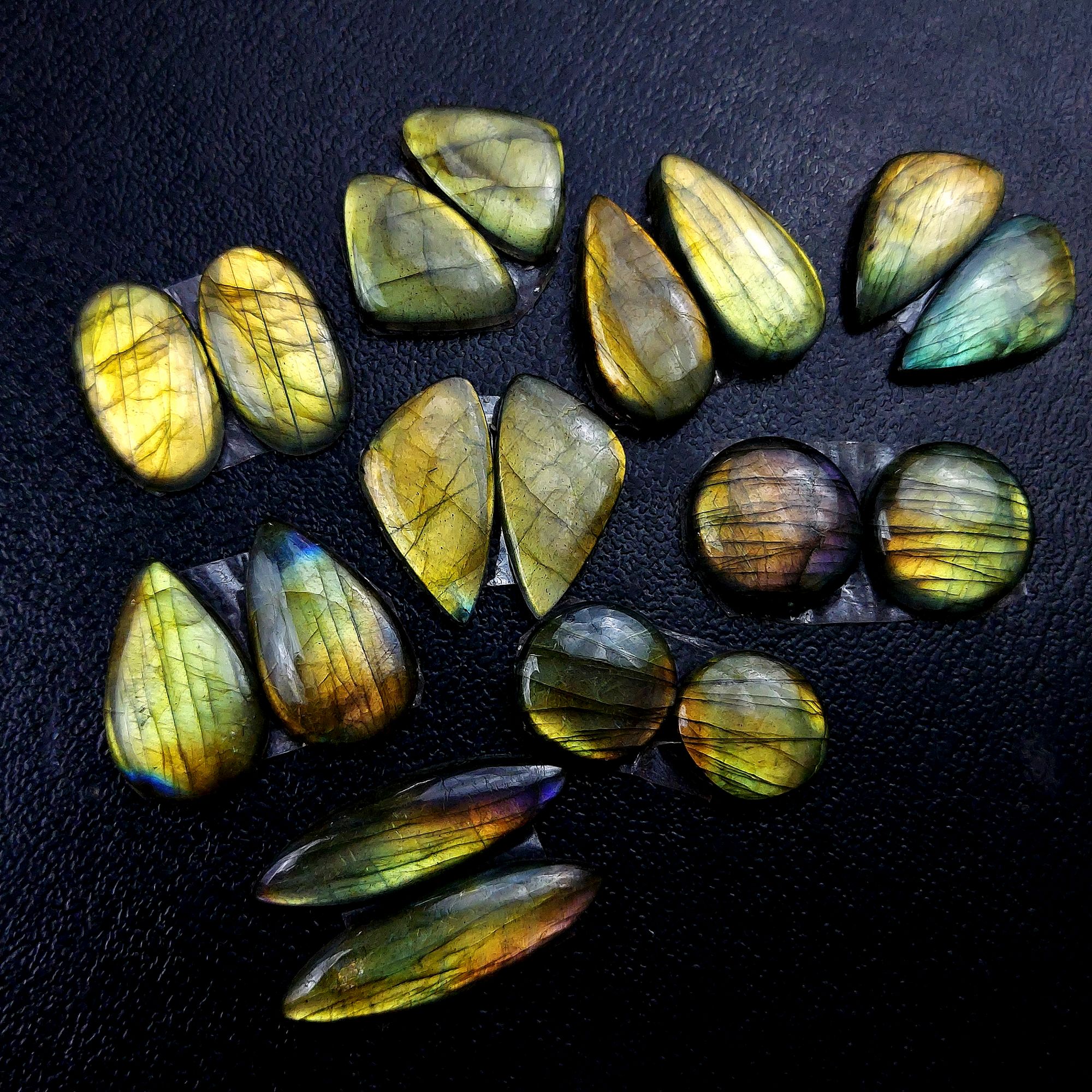 9 Pair 149 Cts Labradorite pairs Labradorite Cabochon Loose Gemstone Labradorite pair for Earring For Woman Earrings Mix Shapes Dangle Drop Earrings 30x9 13x13mm R-13209