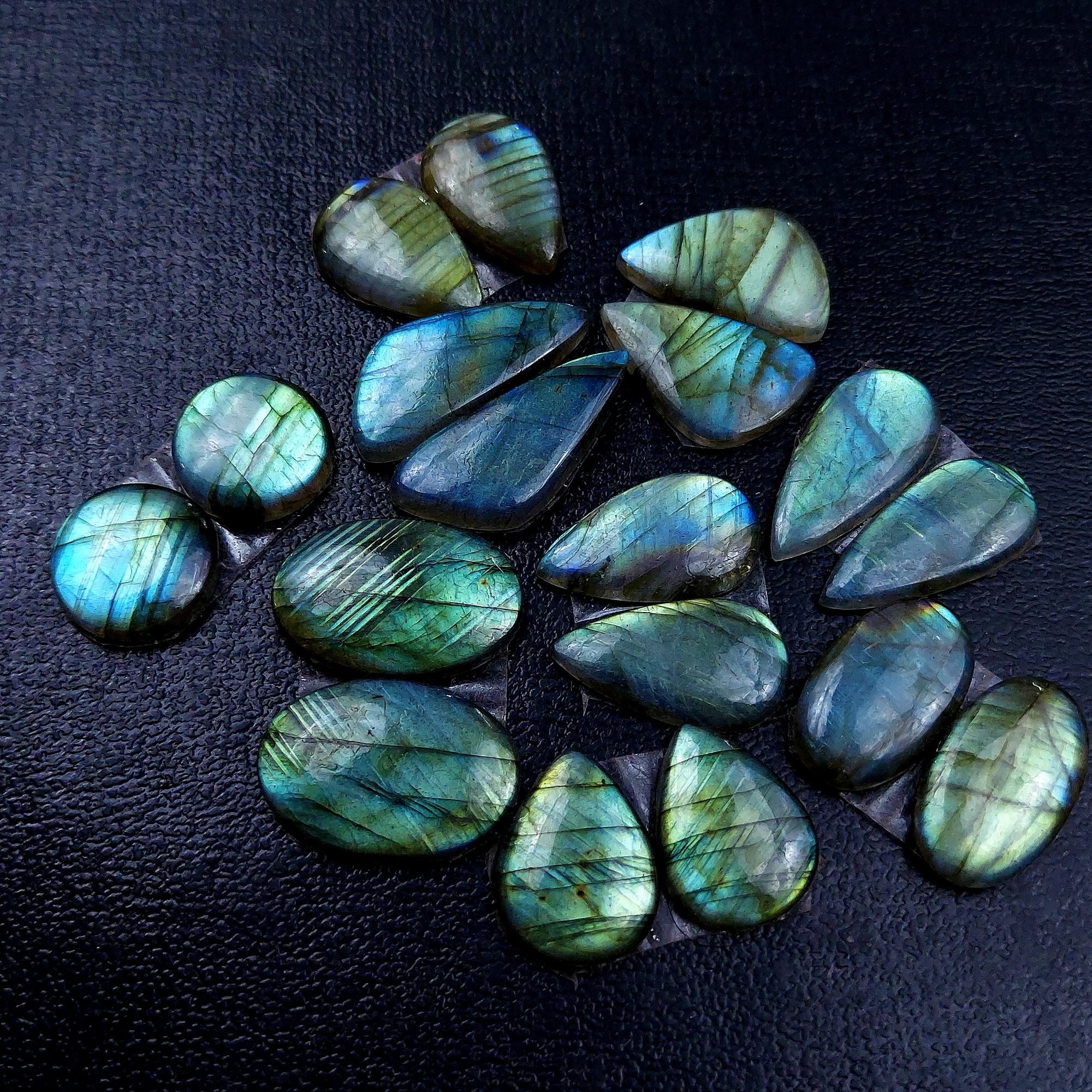9 Pair 148 Cts Labradorite pairs Labradorite Cabochon Loose Gemstone Labradorite pair for Earring For Woman Earrings Mix Shapes Dangle Drop Earrings 26x11 15x15mm R-13214