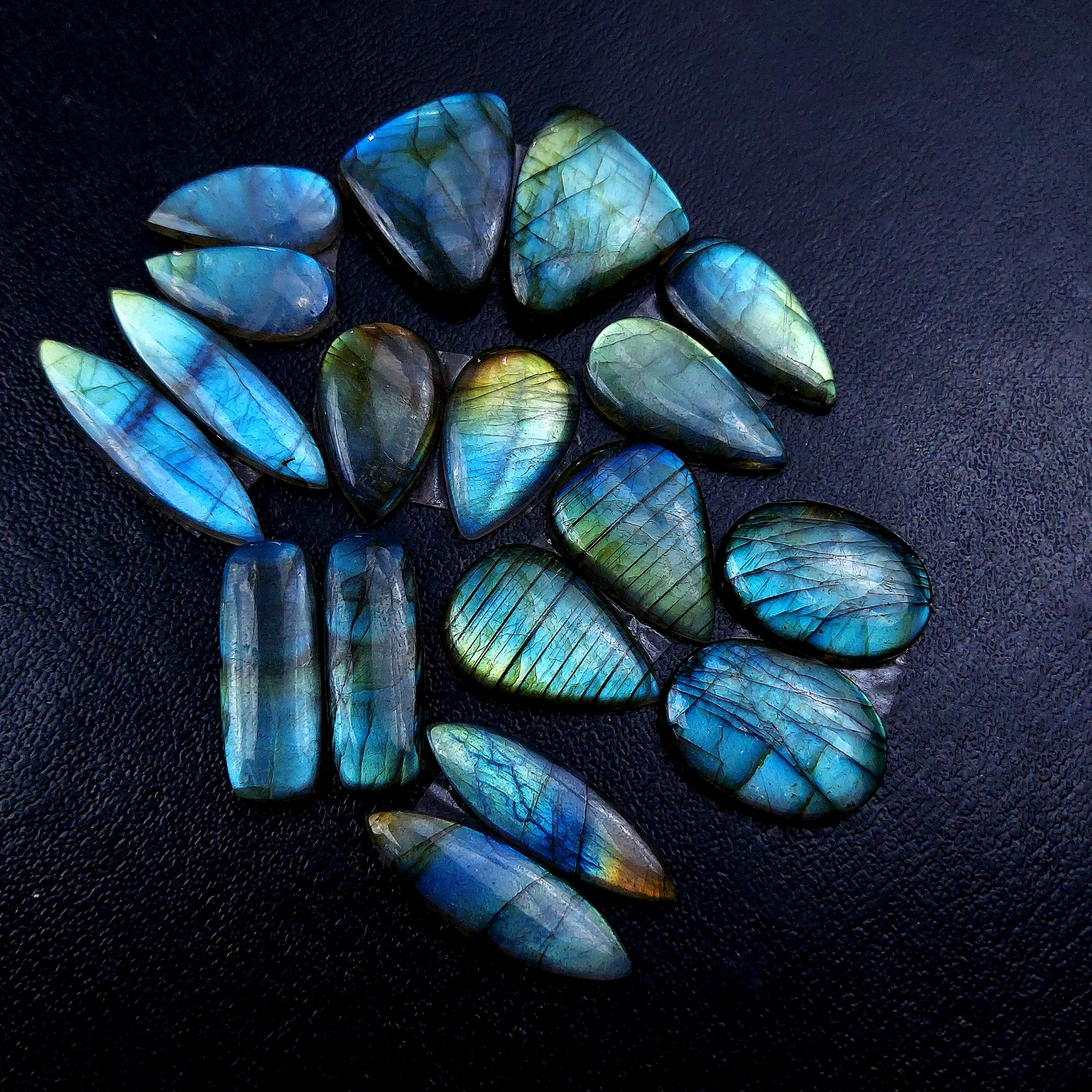 9 Pair 195 Cts Labradorite pairs Labradorite Cabochon Loose Gemstone Labradorite pair for Earring For Woman Earrings Mix Shapes Dangle Drop Earrings 34x9 21x10mm R-13215