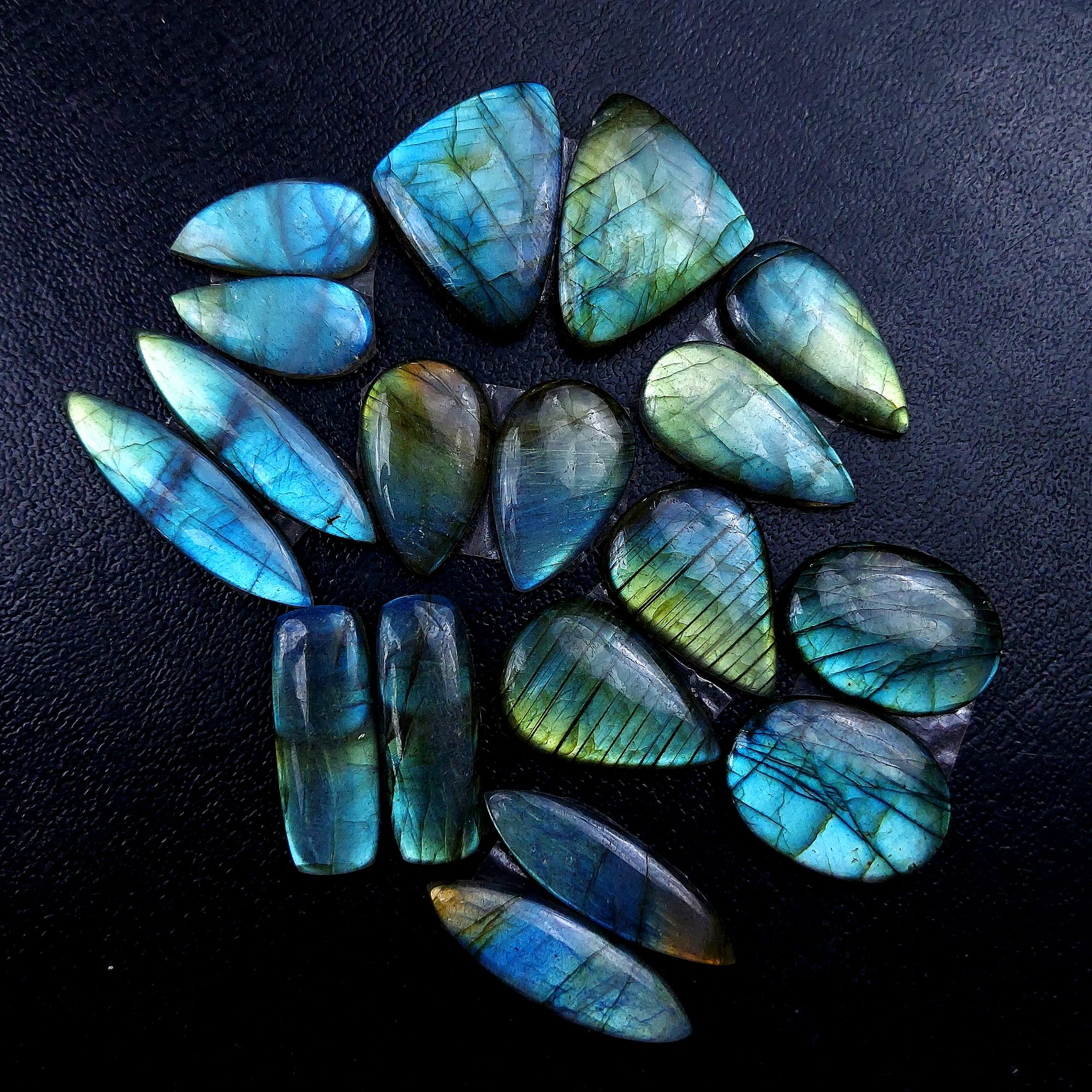 9 Pair 195 Cts Labradorite pairs Labradorite Cabochon Loose Gemstone Labradorite pair for Earring For Woman Earrings Mix Shapes Dangle Drop Earrings 34x9 21x10mm R-13215