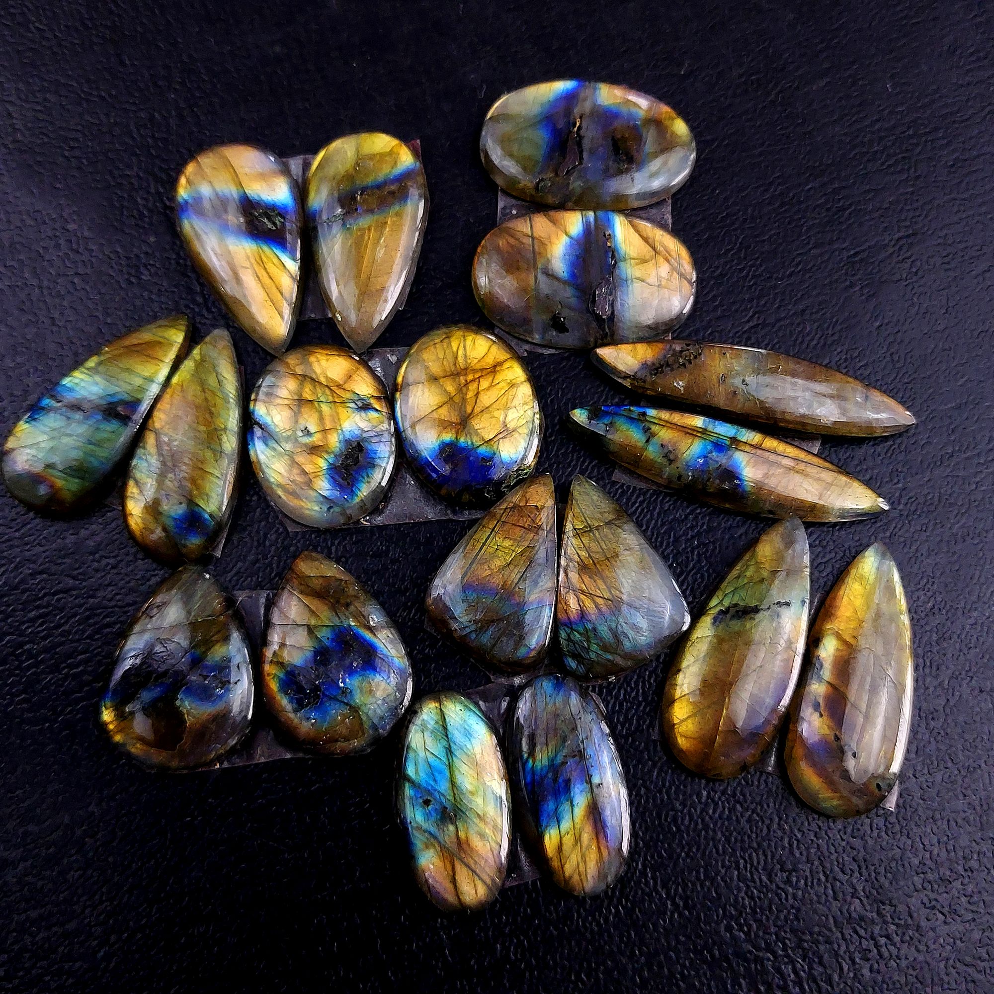 9 Pair 152 Cts Labradorite pairs Labradorite Cabochon Loose Gemstone Labradorite pair for Earring For Woman Earrings Mix Shapes Dangle Drop Earrings 33x7 18x14mm 13220