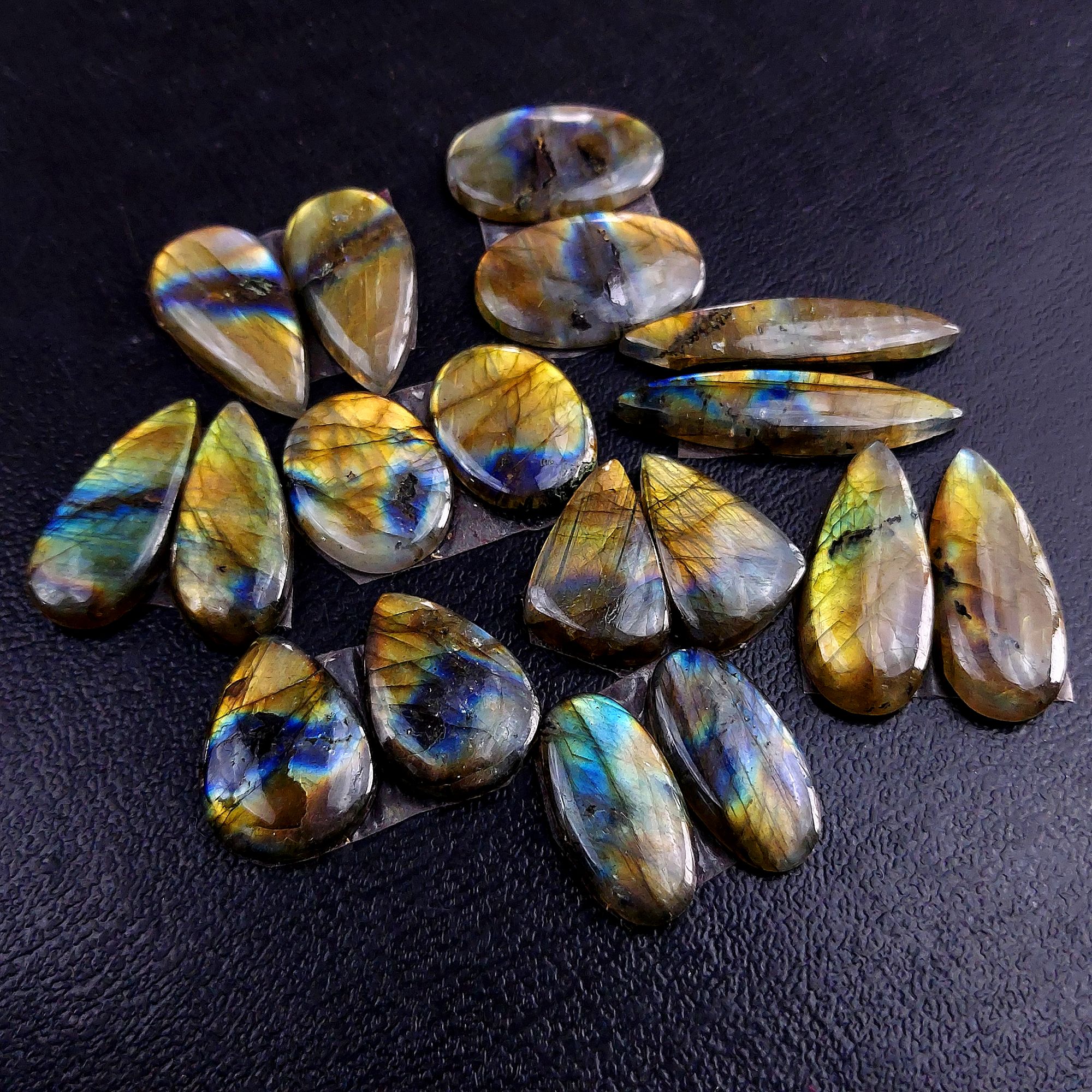 9 Pair 152 Cts Labradorite pairs Labradorite Cabochon Loose Gemstone Labradorite pair for Earring For Woman Earrings Mix Shapes Dangle Drop Earrings 33x7 18x14mm 13220
