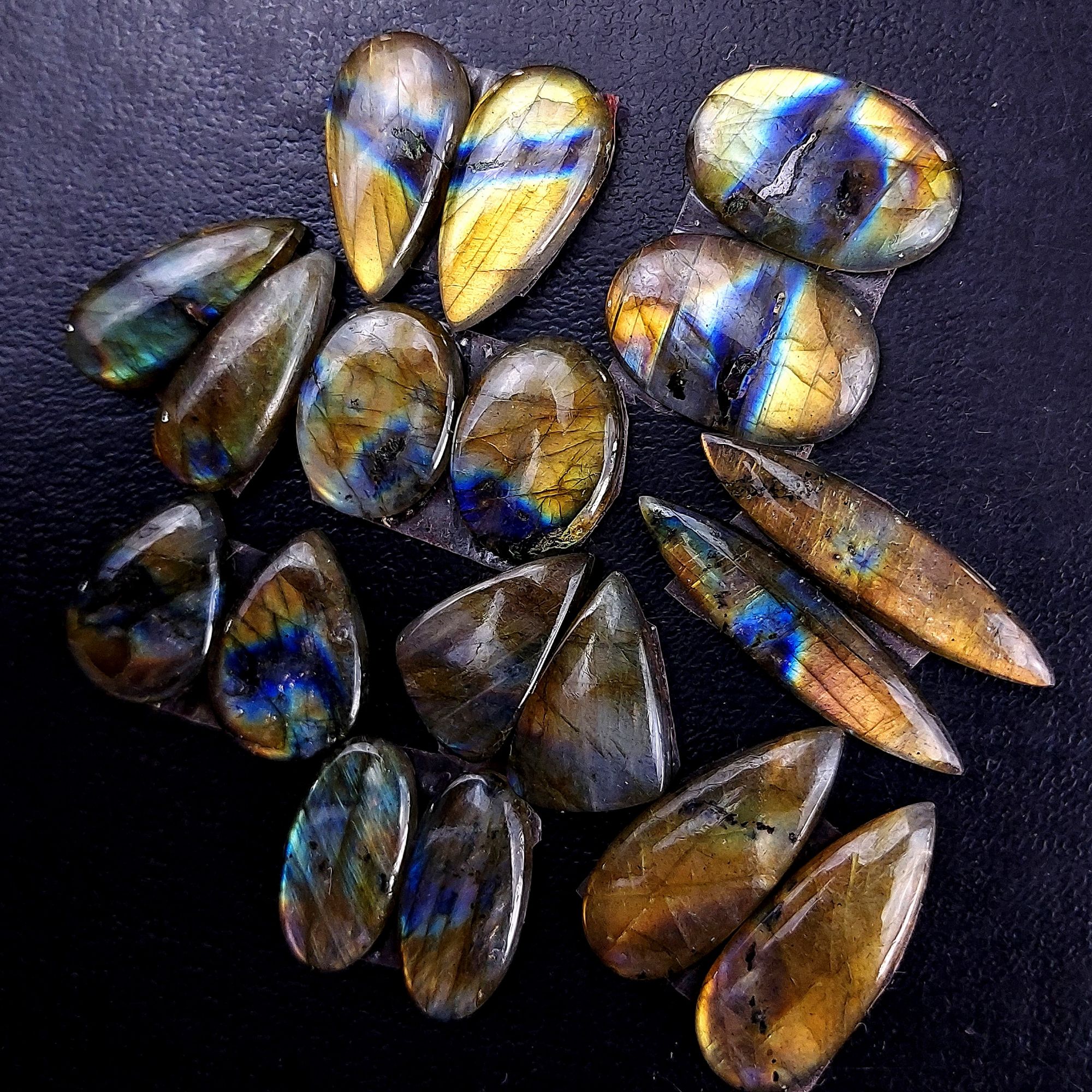 9 Pair 152 Cts Labradorite pairs Labradorite Cabochon Loose Gemstone Labradorite pair for Earring For Woman Earrings Mix Shapes Dangle Drop Earrings 33x7 18x14mm 13220