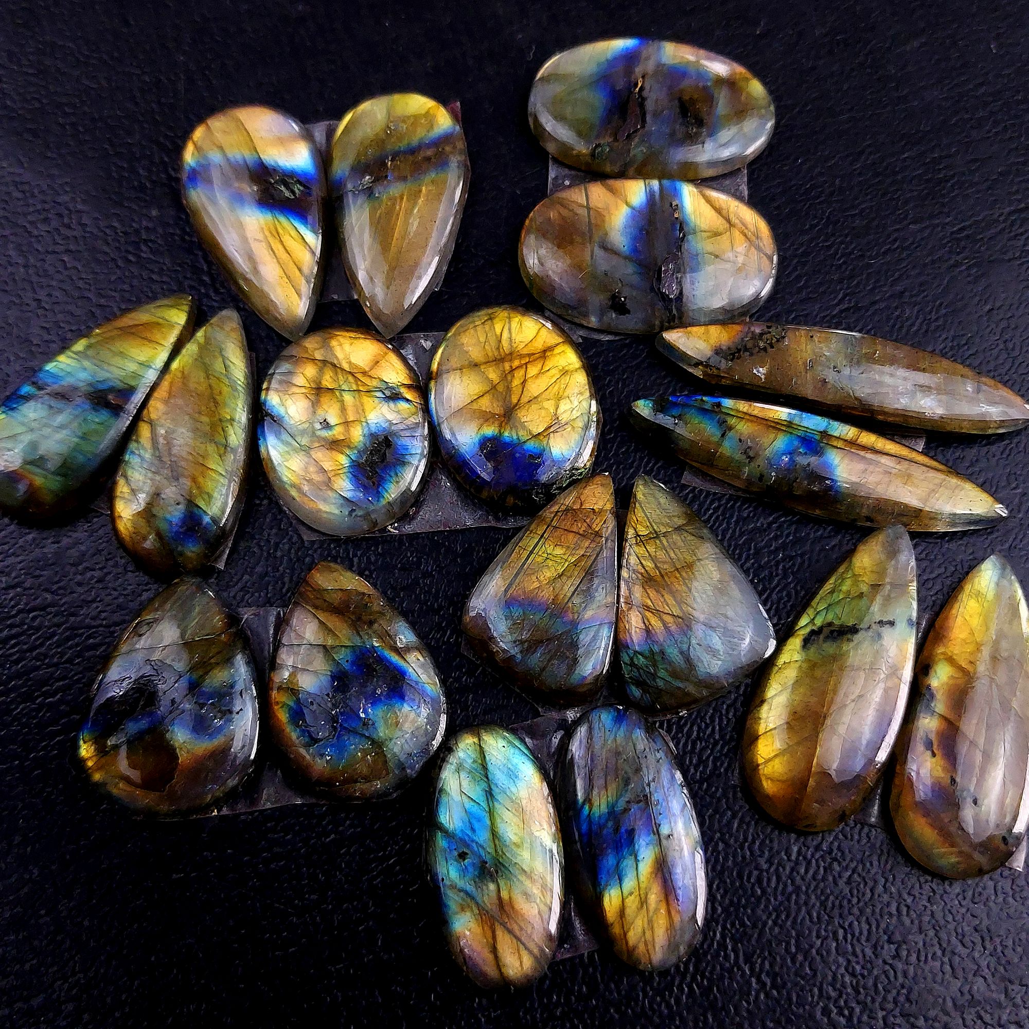 9 Pair 152 Cts Labradorite pairs Labradorite Cabochon Loose Gemstone Labradorite pair for Earring For Woman Earrings Mix Shapes Dangle Drop Earrings 33x7 18x14mm 13220