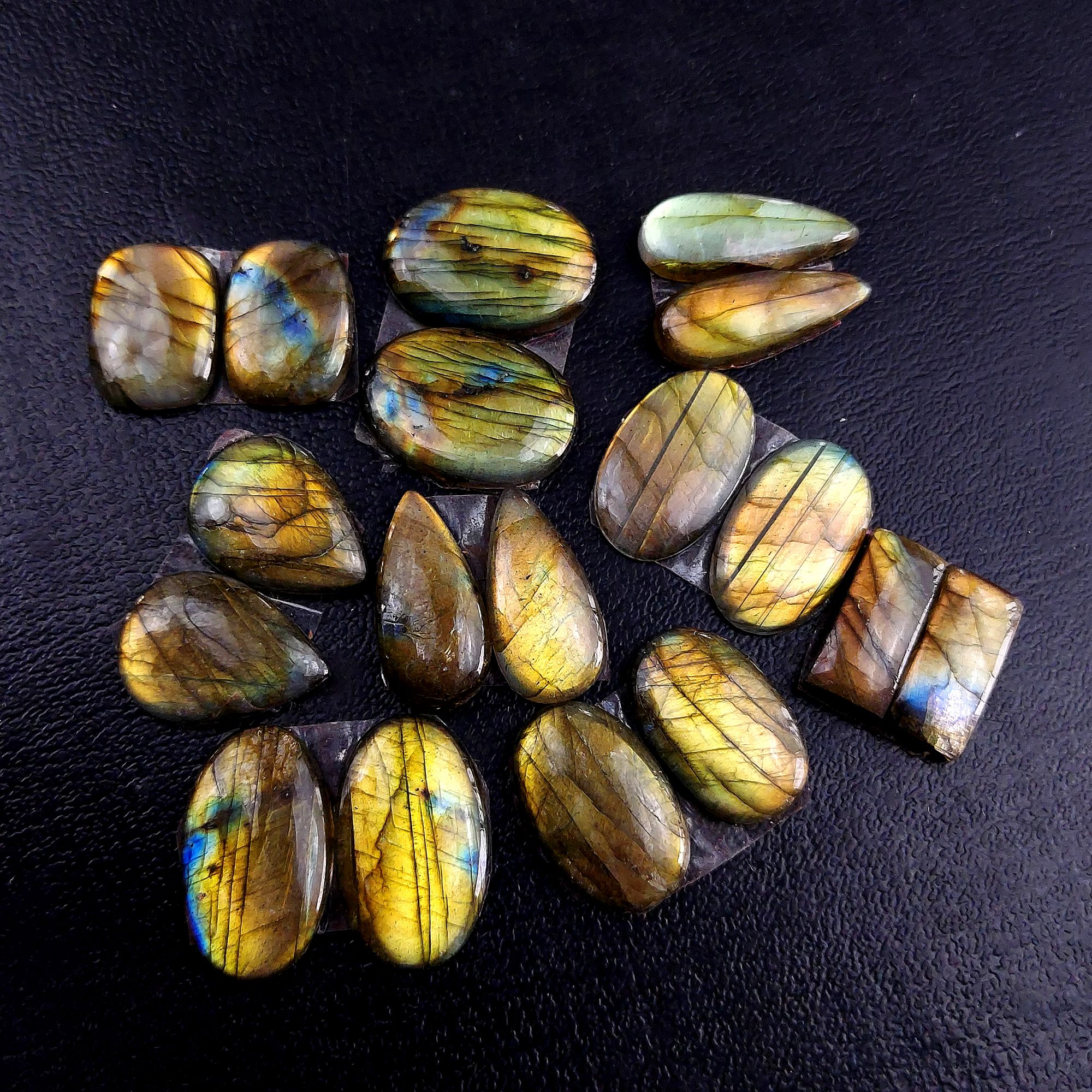 9 Pair 140 Cts Labradorite pairs Labradorite Cabochon Loose Gemstone Labradorite pair for Earring For Woman Earrings Mix Shapes Dangle Drop Earrings 22x9 16x12mm R-13227