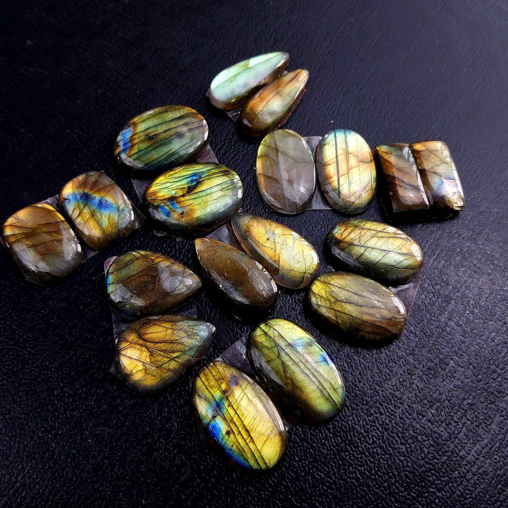 9 Pair 140 Cts Labradorite pairs Labradorite Cabochon Loose Gemstone Labradorite pair for Earring For Woman Earrings Mix Shapes Dangle Drop Earrings 22x9 16x12mm R-13227