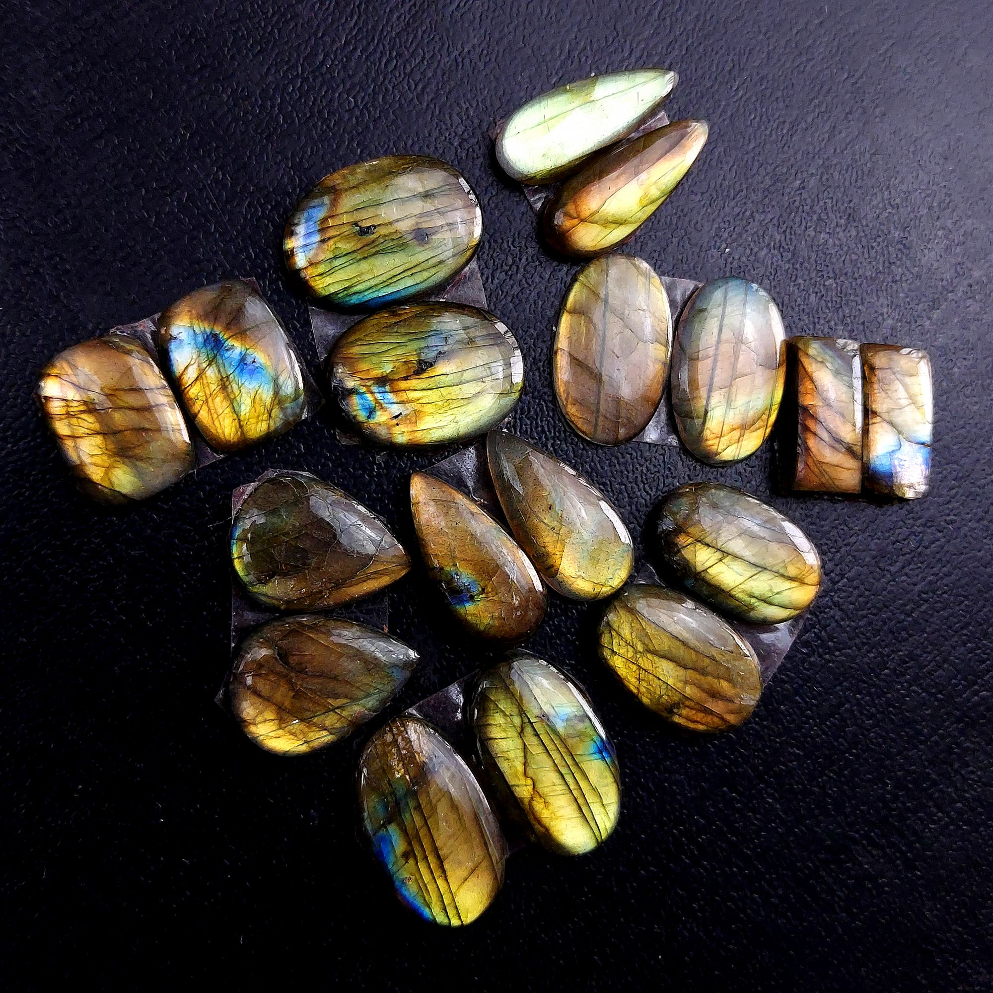 9 Pair 140 Cts Labradorite pairs Labradorite Cabochon Loose Gemstone Labradorite pair for Earring For Woman Earrings Mix Shapes Dangle Drop Earrings 22x9 16x12mm R-13227
