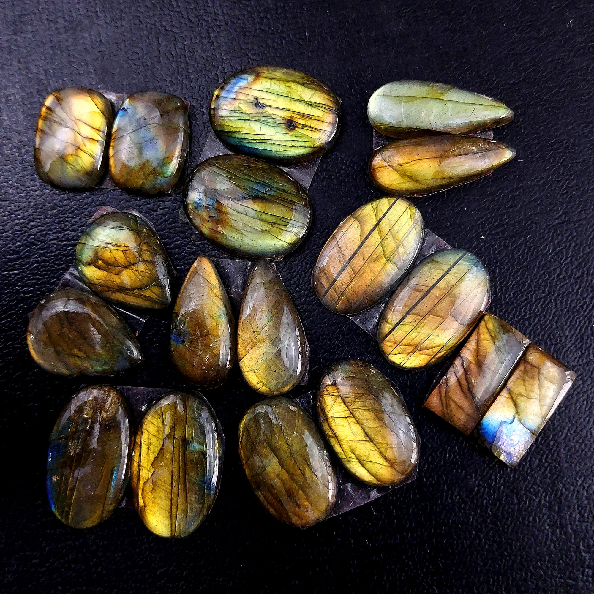 9 Pair 140 Cts Labradorite pairs Labradorite Cabochon Loose Gemstone Labradorite pair for Earring For Woman Earrings Mix Shapes Dangle Drop Earrings 22x9 16x12mm R-13227