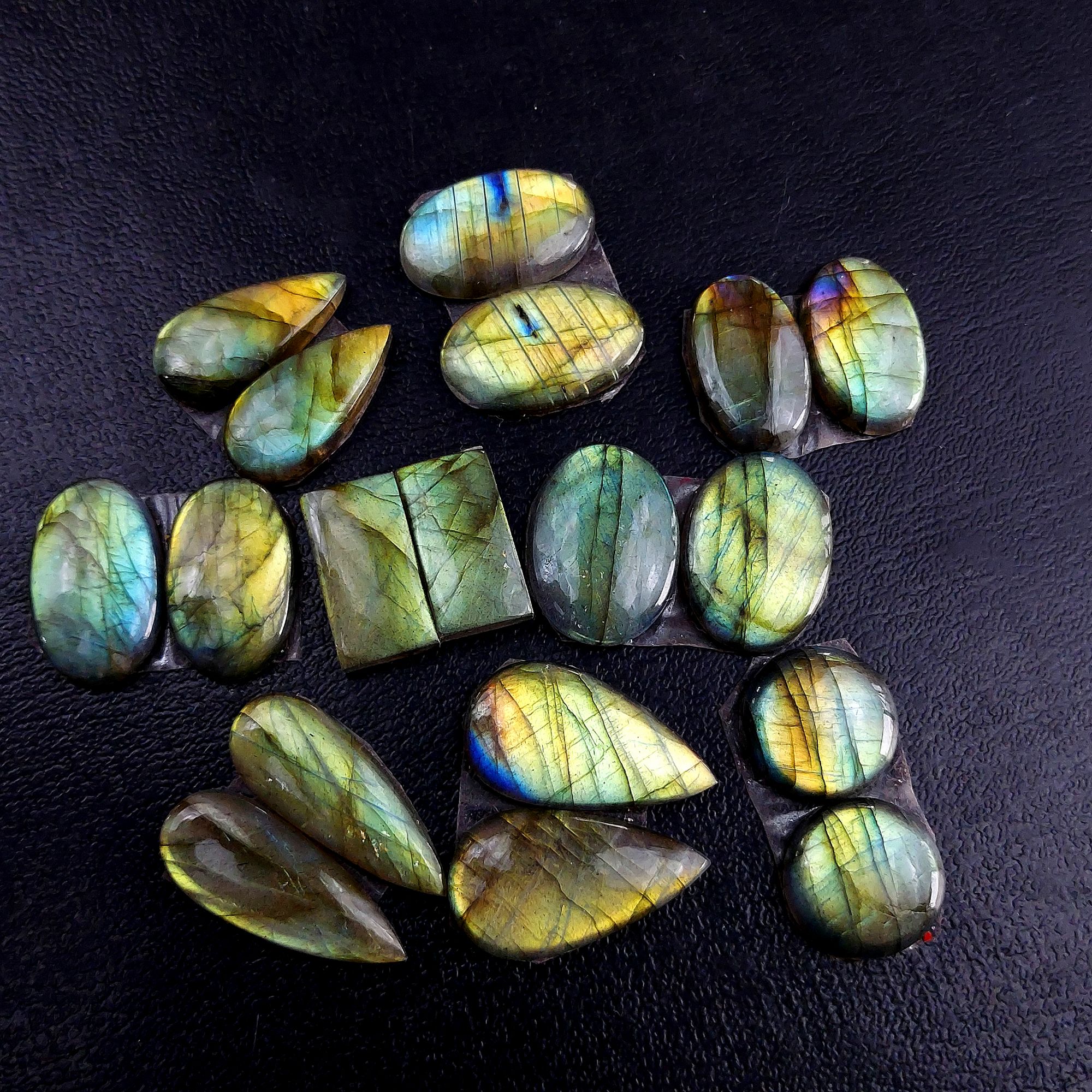 9 Pair 164 Cts Labradorite pairs Labradorite Cabochon Loose Gemstone Labradorite pair for Earring For Woman Earrings Mix Shapes Dangle Drop Earrings 25x10 15x15mm R-13228