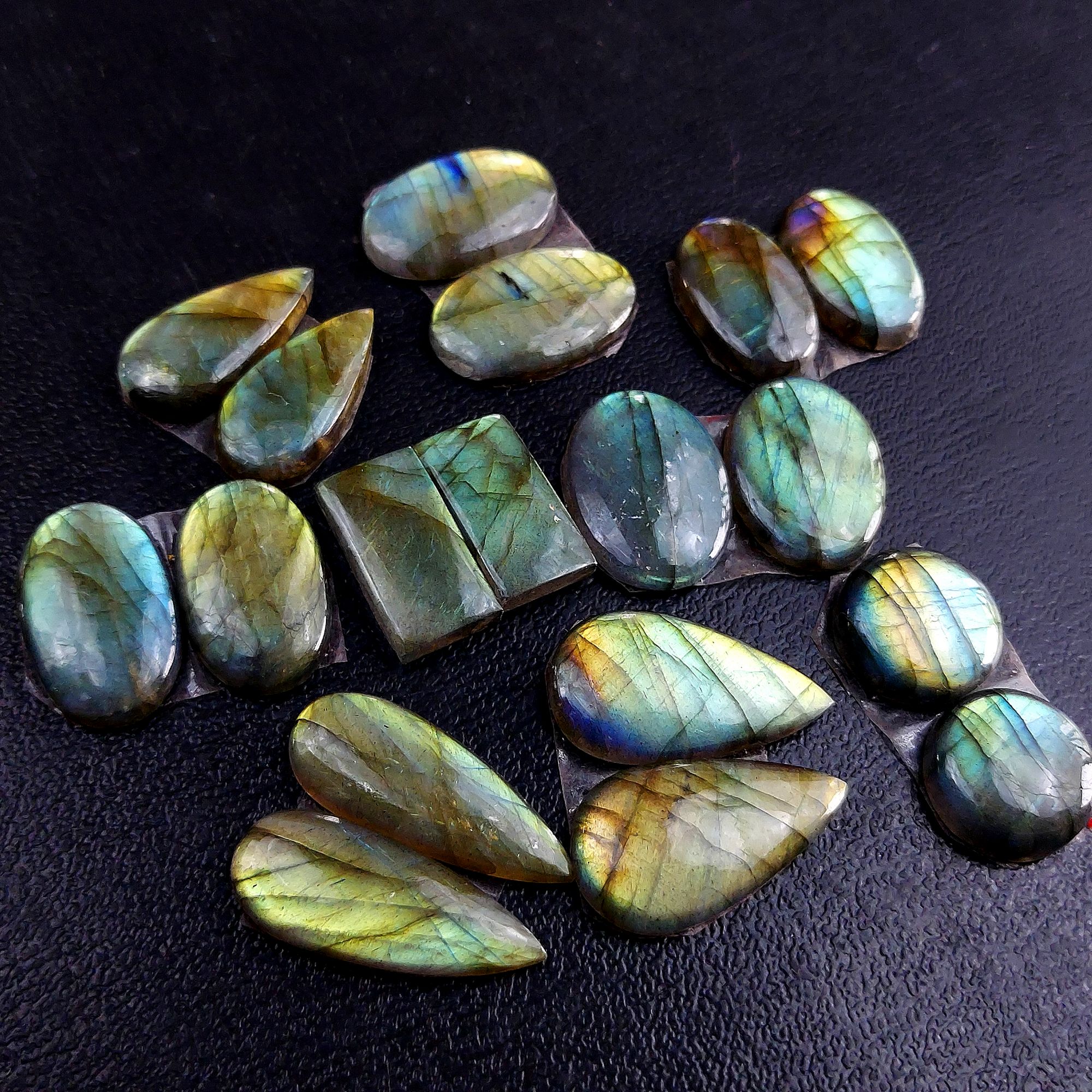 9 Pair 164 Cts Labradorite pairs Labradorite Cabochon Loose Gemstone Labradorite pair for Earring For Woman Earrings Mix Shapes Dangle Drop Earrings 25x10 15x15mm R-13228
