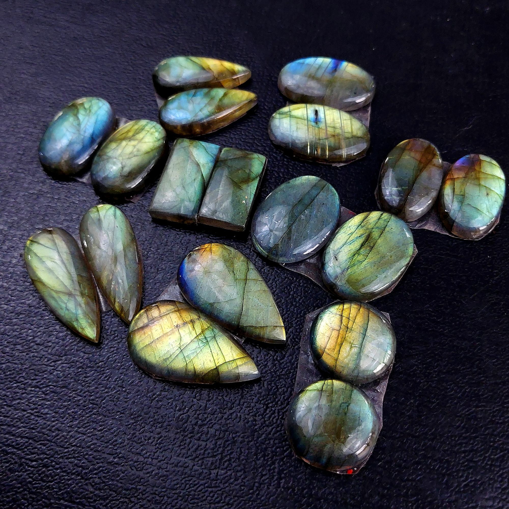 9 Pair 164 Cts Labradorite pairs Labradorite Cabochon Loose Gemstone Labradorite pair for Earring For Woman Earrings Mix Shapes Dangle Drop Earrings 25x10 15x15mm R-13228