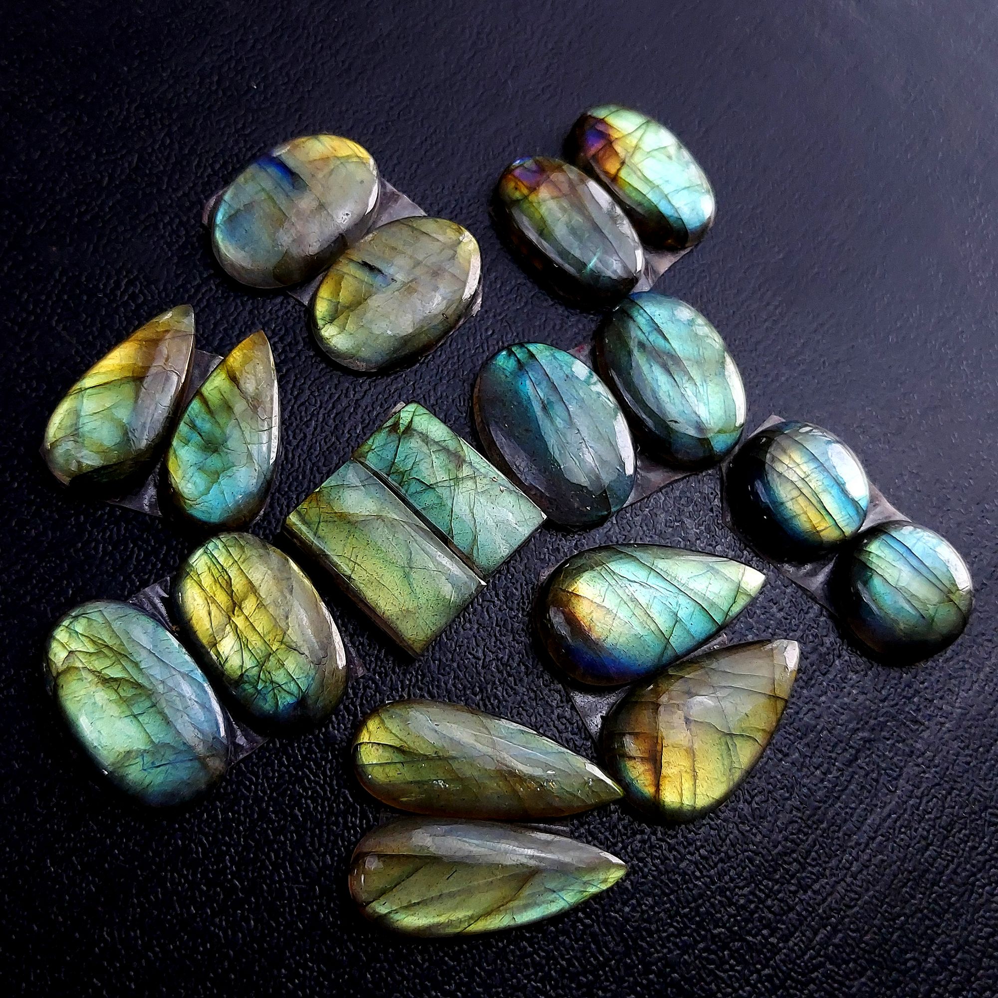 9 Pair 164 Cts Labradorite pairs Labradorite Cabochon Loose Gemstone Labradorite pair for Earring For Woman Earrings Mix Shapes Dangle Drop Earrings 25x10 15x15mm R-13228