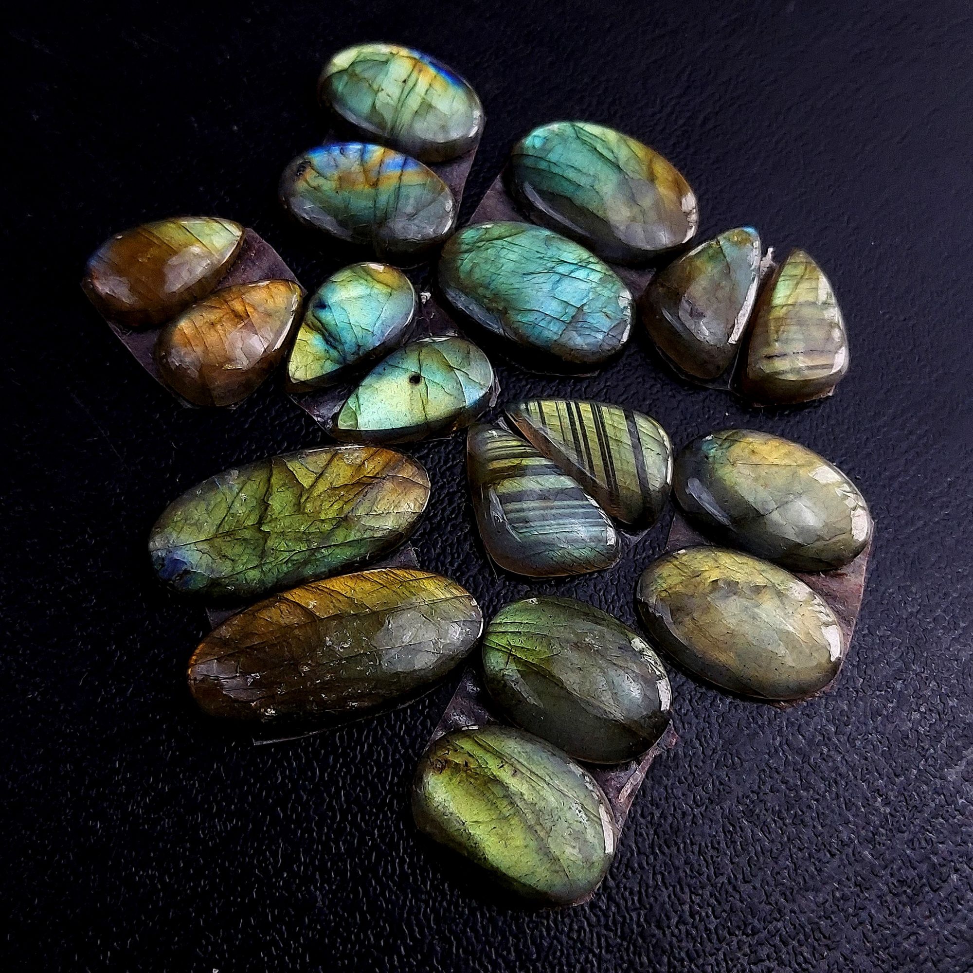 9 Pair 103 Cts Labradorite pairs Labradorite Cabochon Loose Gemstone Labradorite pair for Earring For Woman Earrings Mix Shapes Dangle Drop Earrings 24x11 15x9mm R-13232