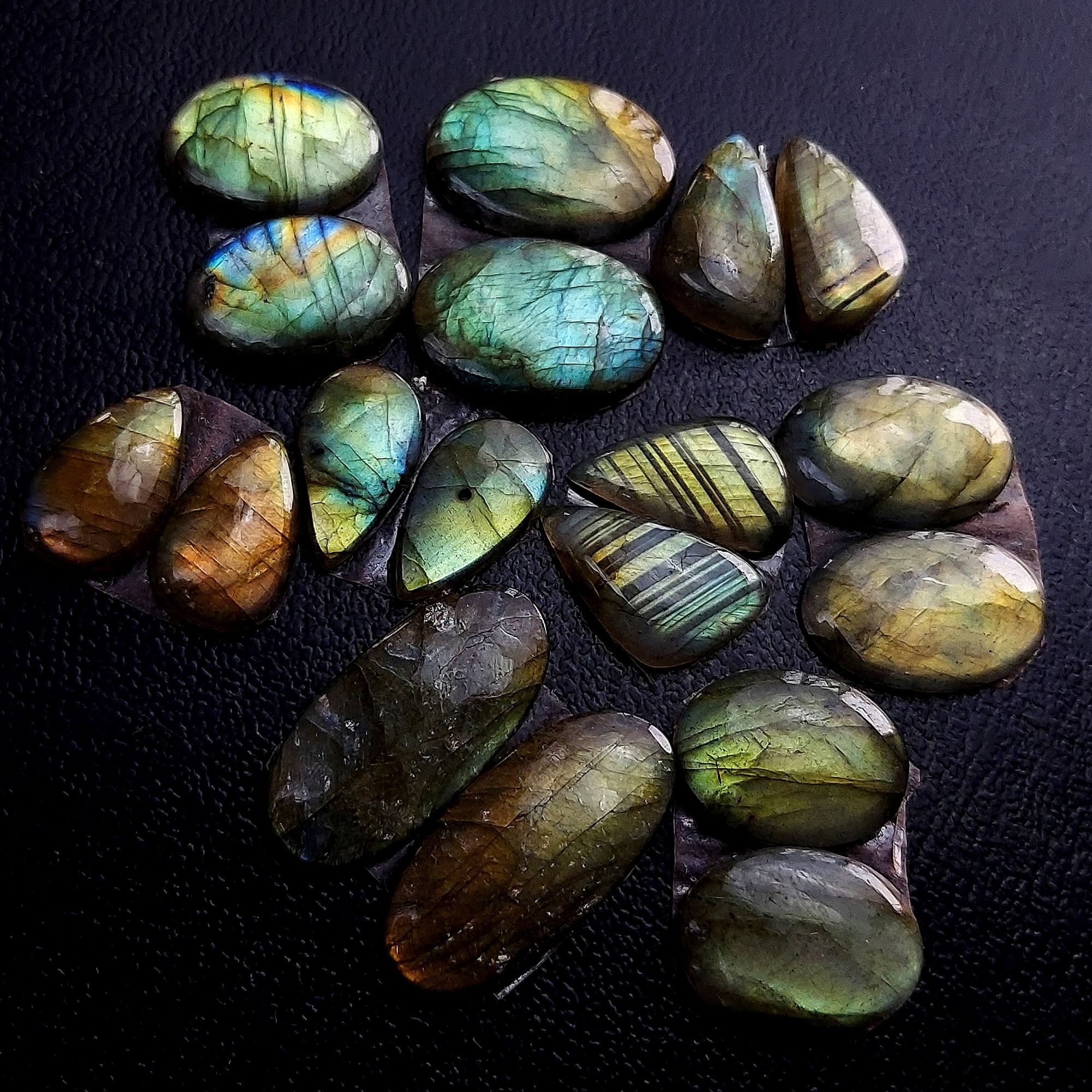 9 Pair 103 Cts Labradorite pairs Labradorite Cabochon Loose Gemstone Labradorite pair for Earring For Woman Earrings Mix Shapes Dangle Drop Earrings 24x11 15x9mm R-13232