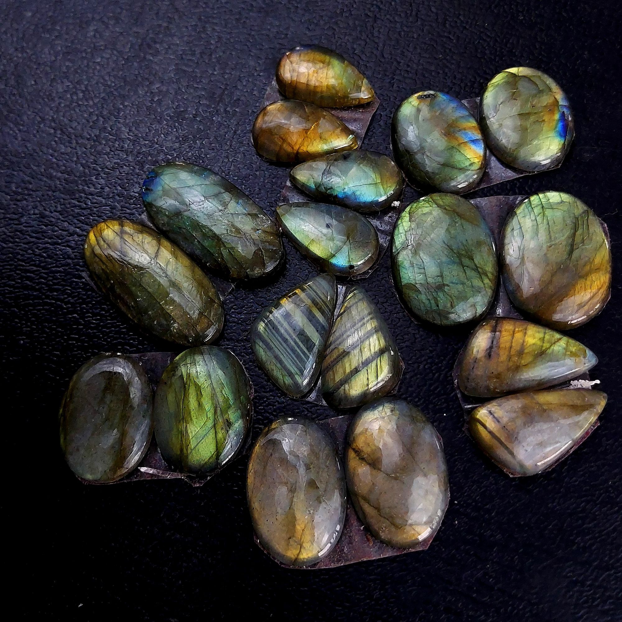 9 Pair 103 Cts Labradorite pairs Labradorite Cabochon Loose Gemstone Labradorite pair for Earring For Woman Earrings Mix Shapes Dangle Drop Earrings 24x11 15x9mm R-13232