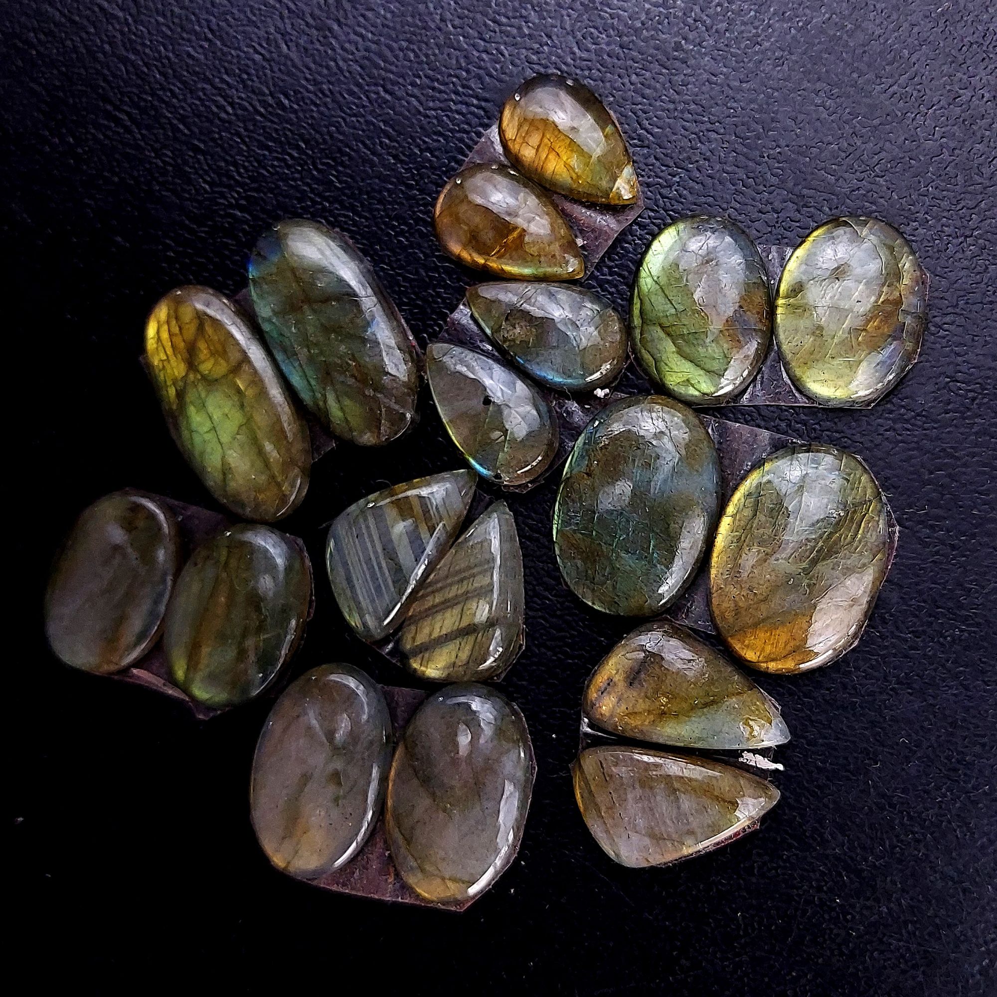 9 Pair 103 Cts Labradorite pairs Labradorite Cabochon Loose Gemstone Labradorite pair for Earring For Woman Earrings Mix Shapes Dangle Drop Earrings 24x11 15x9mm R-13232