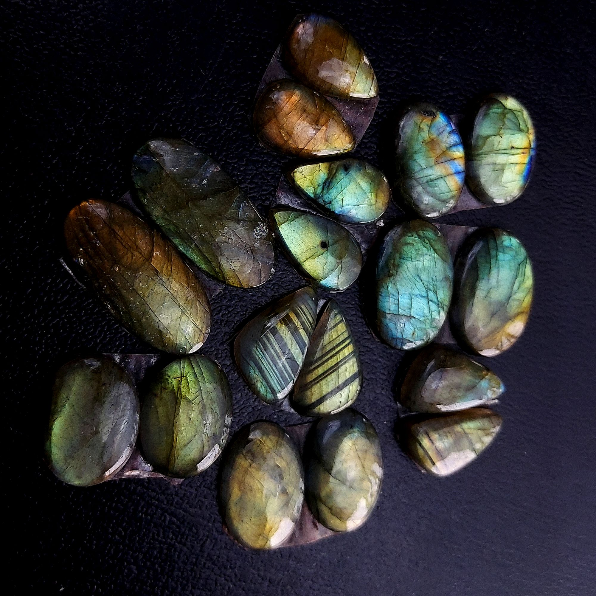 9 Pair 103 Cts Labradorite pairs Labradorite Cabochon Loose Gemstone Labradorite pair for Earring For Woman Earrings Mix Shapes Dangle Drop Earrings 24x11 15x9mm R-13232
