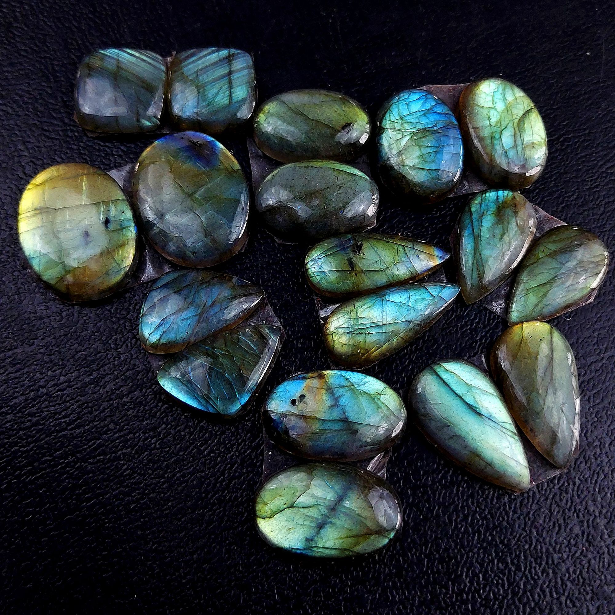 9 Pair 132 Cts Labradorite pairs Labradorite Cabochon Loose Gemstone Labradorite pair for Earring For Woman Earrings Mix Shapes Dangle Drop Earrings 20X16 12X12mm R-13236
