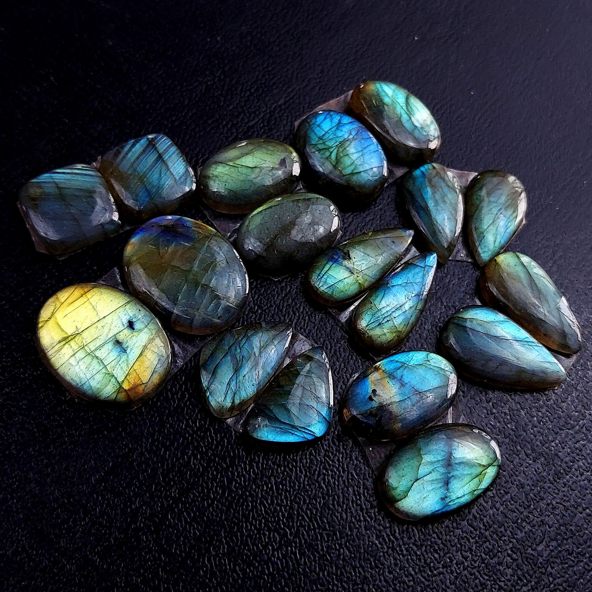 9 Pair 132 Cts Labradorite pairs Labradorite Cabochon Loose Gemstone Labradorite pair for Earring For Woman Earrings Mix Shapes Dangle Drop Earrings 20X16 12X12mm R-13236