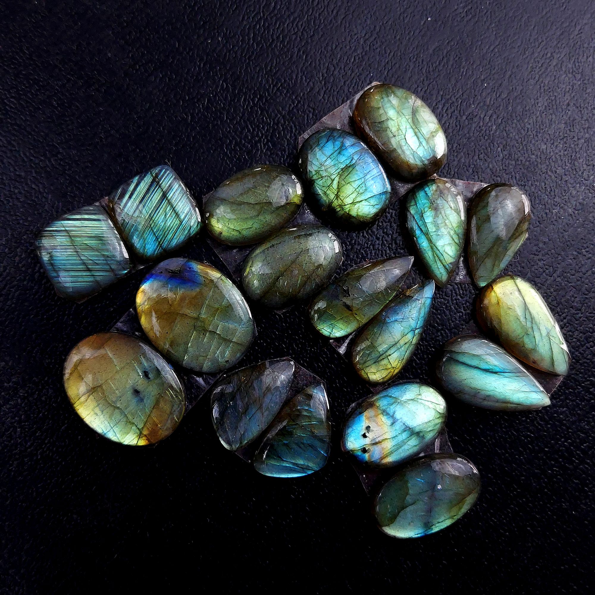 9 Pair 132 Cts Labradorite pairs Labradorite Cabochon Loose Gemstone Labradorite pair for Earring For Woman Earrings Mix Shapes Dangle Drop Earrings 20X16 12X12mm R-13236
