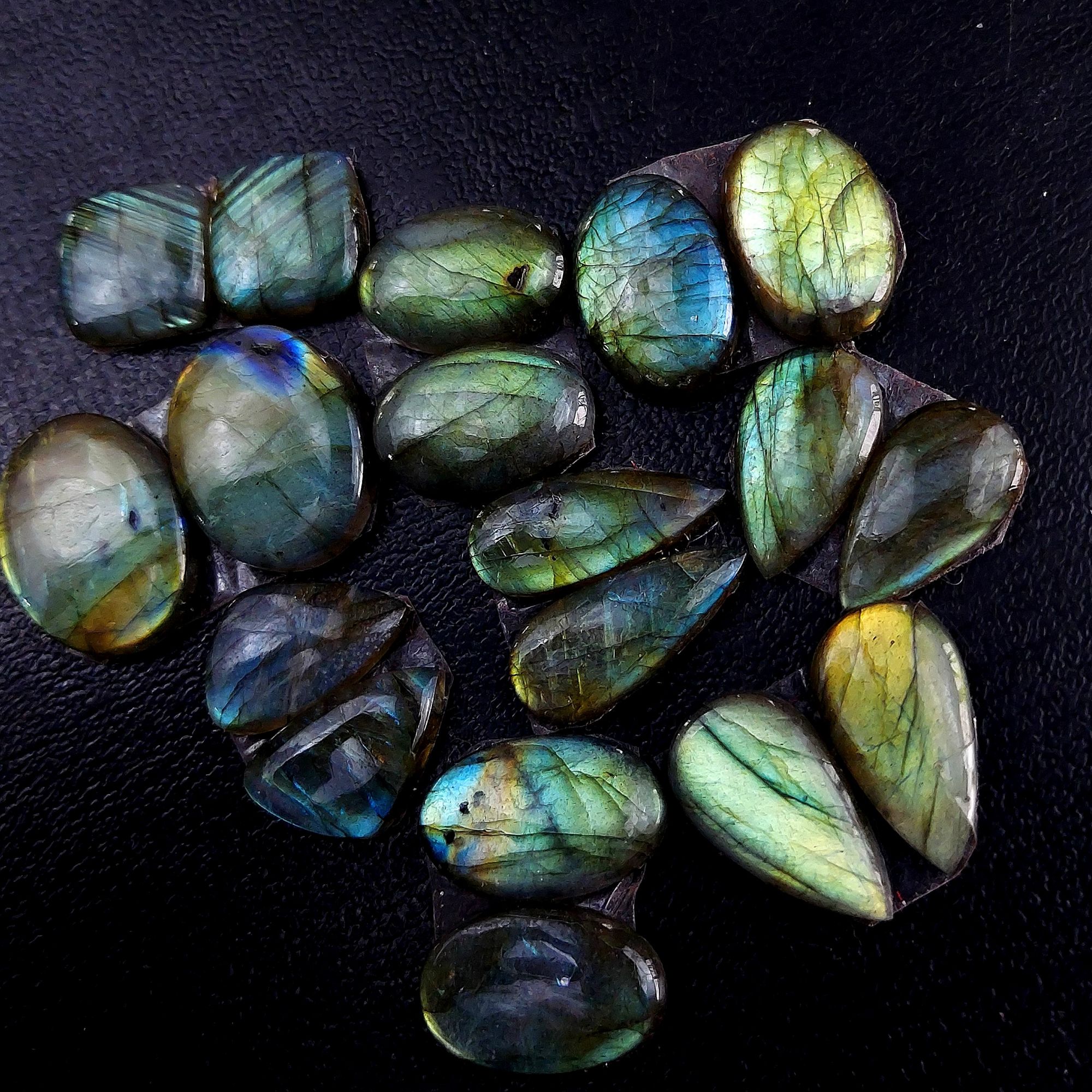 9 Pair 132 Cts Labradorite pairs Labradorite Cabochon Loose Gemstone Labradorite pair for Earring For Woman Earrings Mix Shapes Dangle Drop Earrings 20X16 12X12mm R-13236