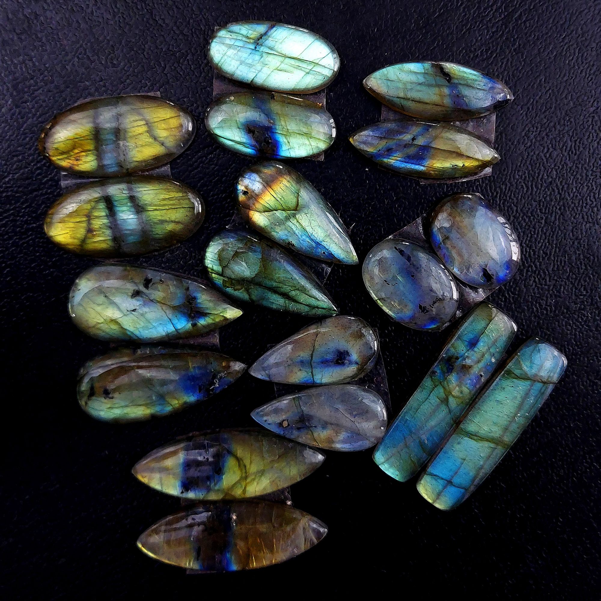 9 Pair 147 Cts Labradorite pairs Labradorite Cabochon Loose Gemstone Labradorite pair for Earring For Woman Earrings Mix Shapes Dangle Drop Earrings 31X11 16X11mm R-13237