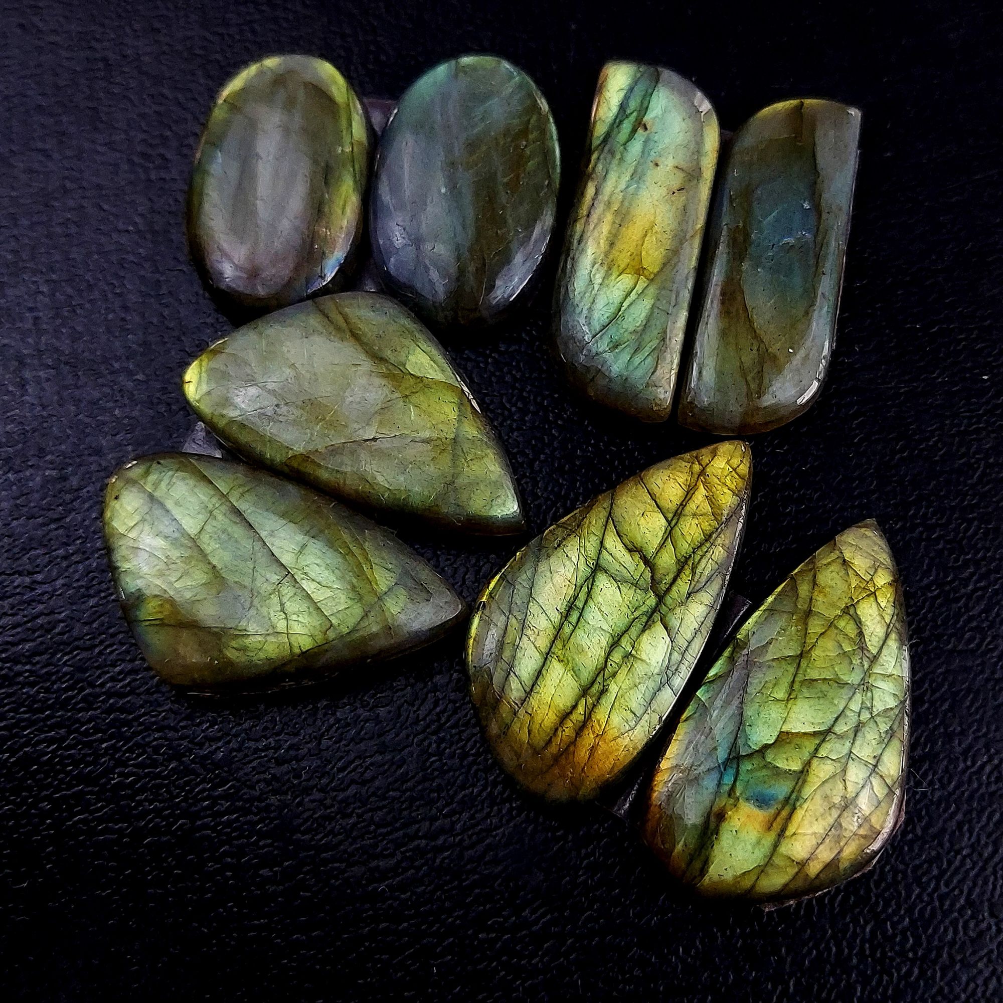 4 Pair 124 Cts Labradorite pairs Labradorite Cabochon Loose Gemstone Labradorite pair for Earring For Woman Earrings Mix Shapes Dangle Drop Earrings 30X10 24X15mm R-13238