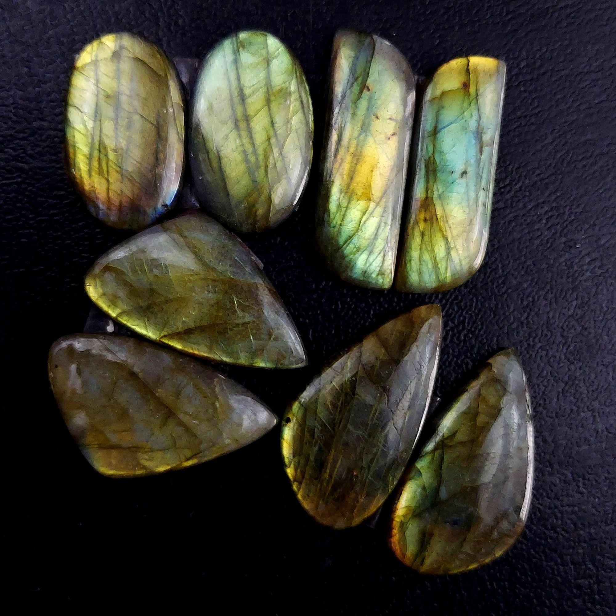 4 Pair 124 Cts Labradorite pairs Labradorite Cabochon Loose Gemstone Labradorite pair for Earring For Woman Earrings Mix Shapes Dangle Drop Earrings 30X10 24X15mm R-13238