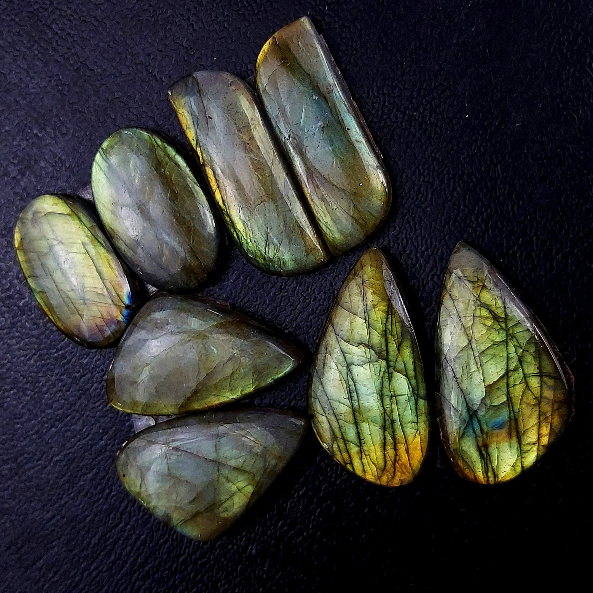 4 Pair 124 Cts Labradorite pairs Labradorite Cabochon Loose Gemstone Labradorite pair for Earring For Woman Earrings Mix Shapes Dangle Drop Earrings 30X10 24X15mm R-13238
