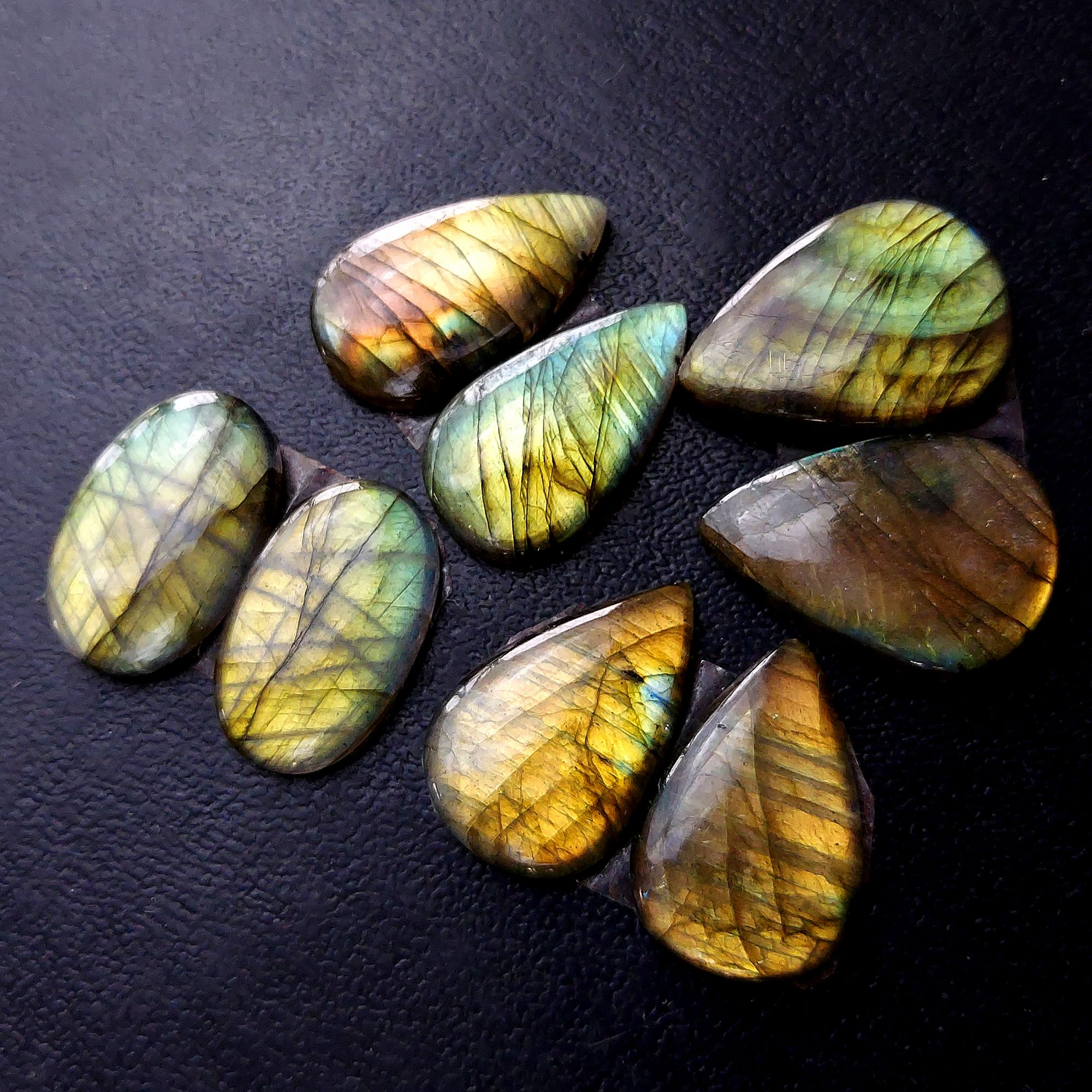 4 Pair 108 Cts Labradorite pairs Labradorite Cabochon Loose Gemstone Labradorite pair for Earring For Woman Earrings Mix Shapes Dangle Drop Earrings 25X17 24X16mm R-13239