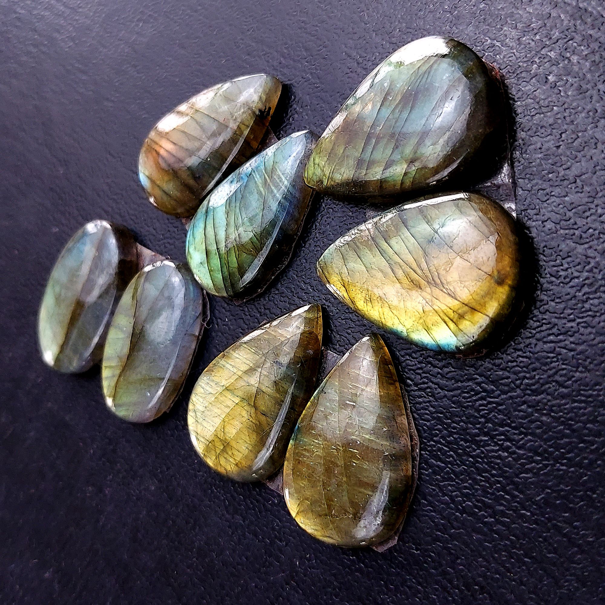 4 Pair 108 Cts Labradorite pairs Labradorite Cabochon Loose Gemstone Labradorite pair for Earring For Woman Earrings Mix Shapes Dangle Drop Earrings 25X17 24X16mm R-13239
