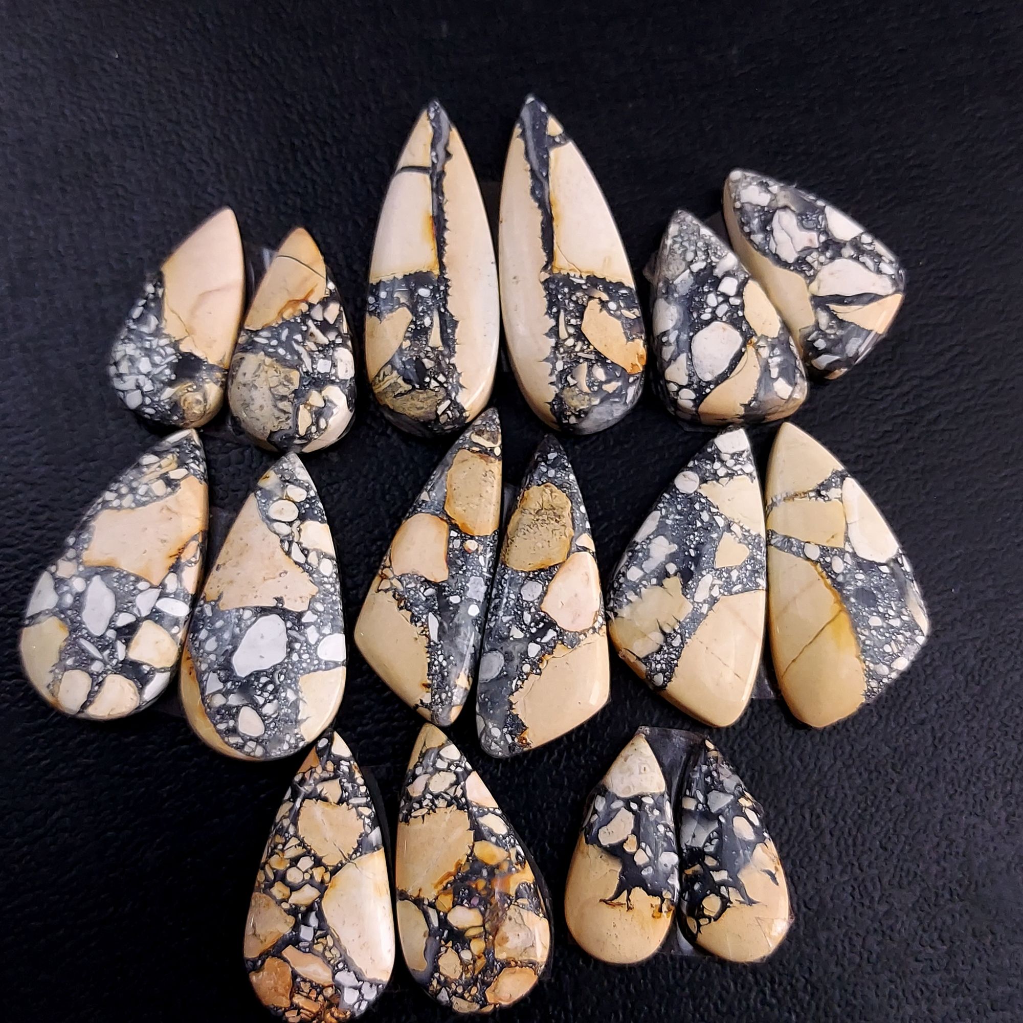 8 Pair 174 Cts Natural Maligano Jasper Cabochon Pair Lot Semi-Precious Gemstones For Jewelry Making 8x17-11x30mm R-13242