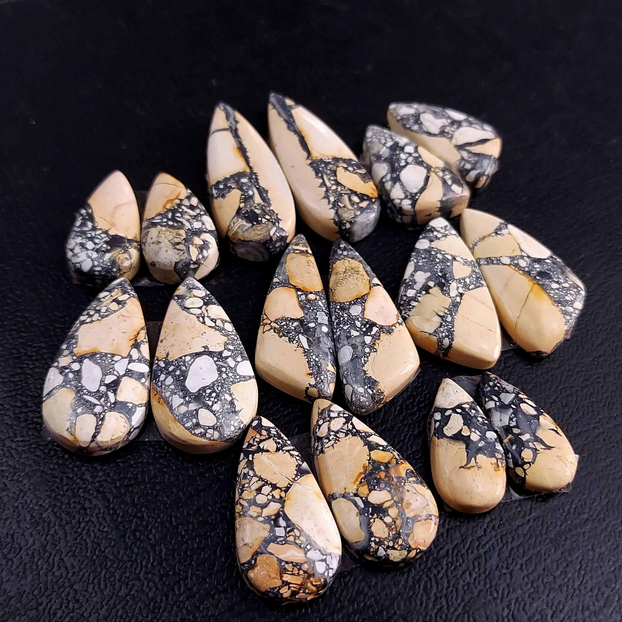8 Pair 174 Cts Natural Maligano Jasper Cabochon Pair Lot Semi-Precious Gemstones For Jewelry Making 8x17-11x30mm R-13242