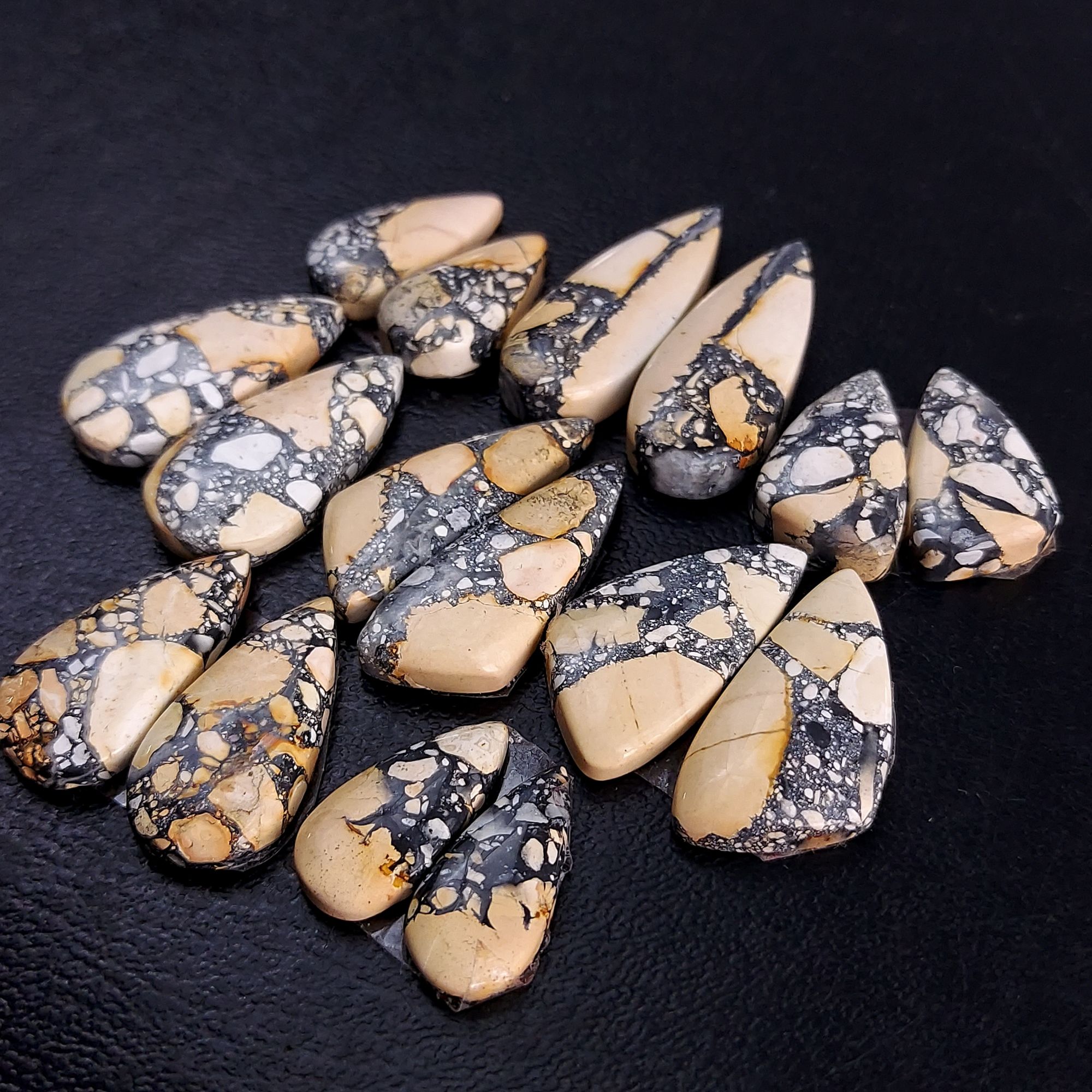 8 Pair 174 Cts Natural Maligano Jasper Cabochon Pair Lot Semi-Precious Gemstones For Jewelry Making 8x17-11x30mm R-13242