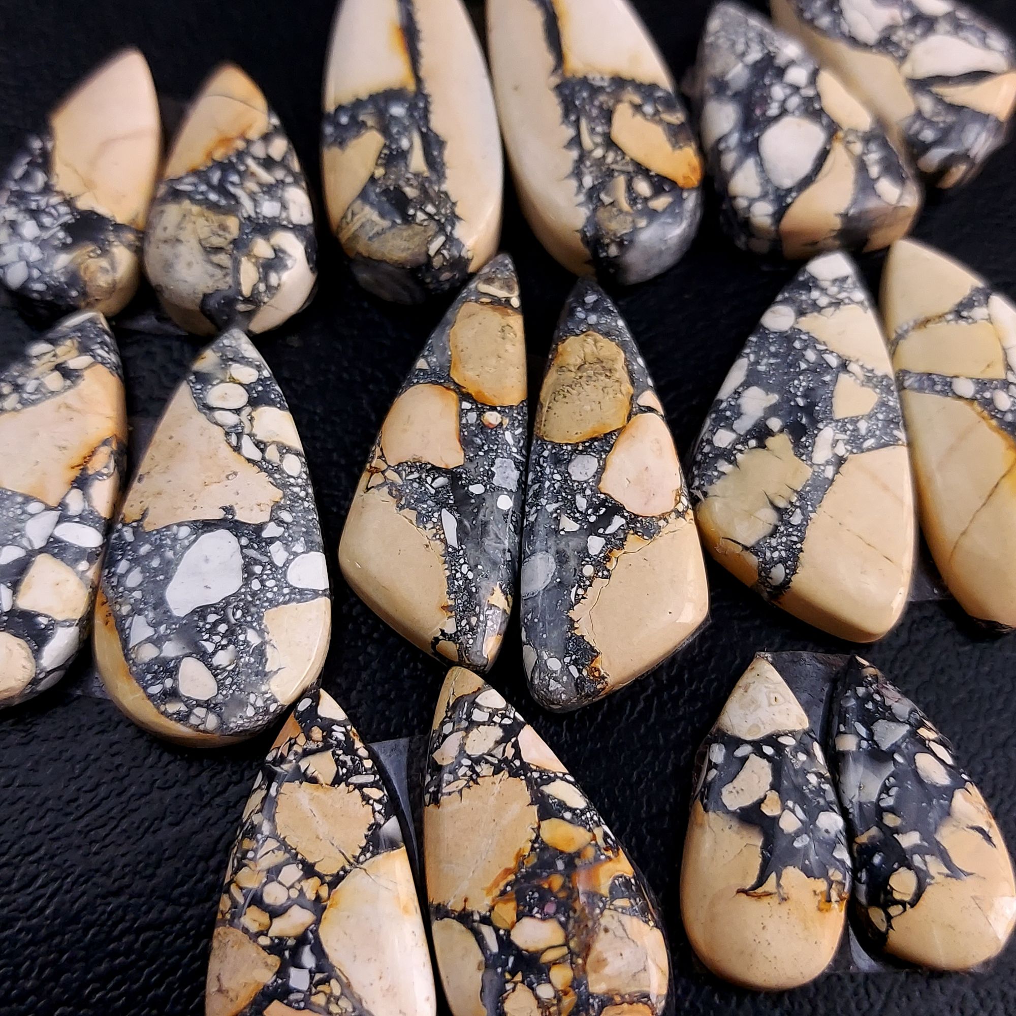 8 Pair 174 Cts Natural Maligano Jasper Cabochon Pair Lot Semi-Precious Gemstones For Jewelry Making 8x17-11x30mm R-13242